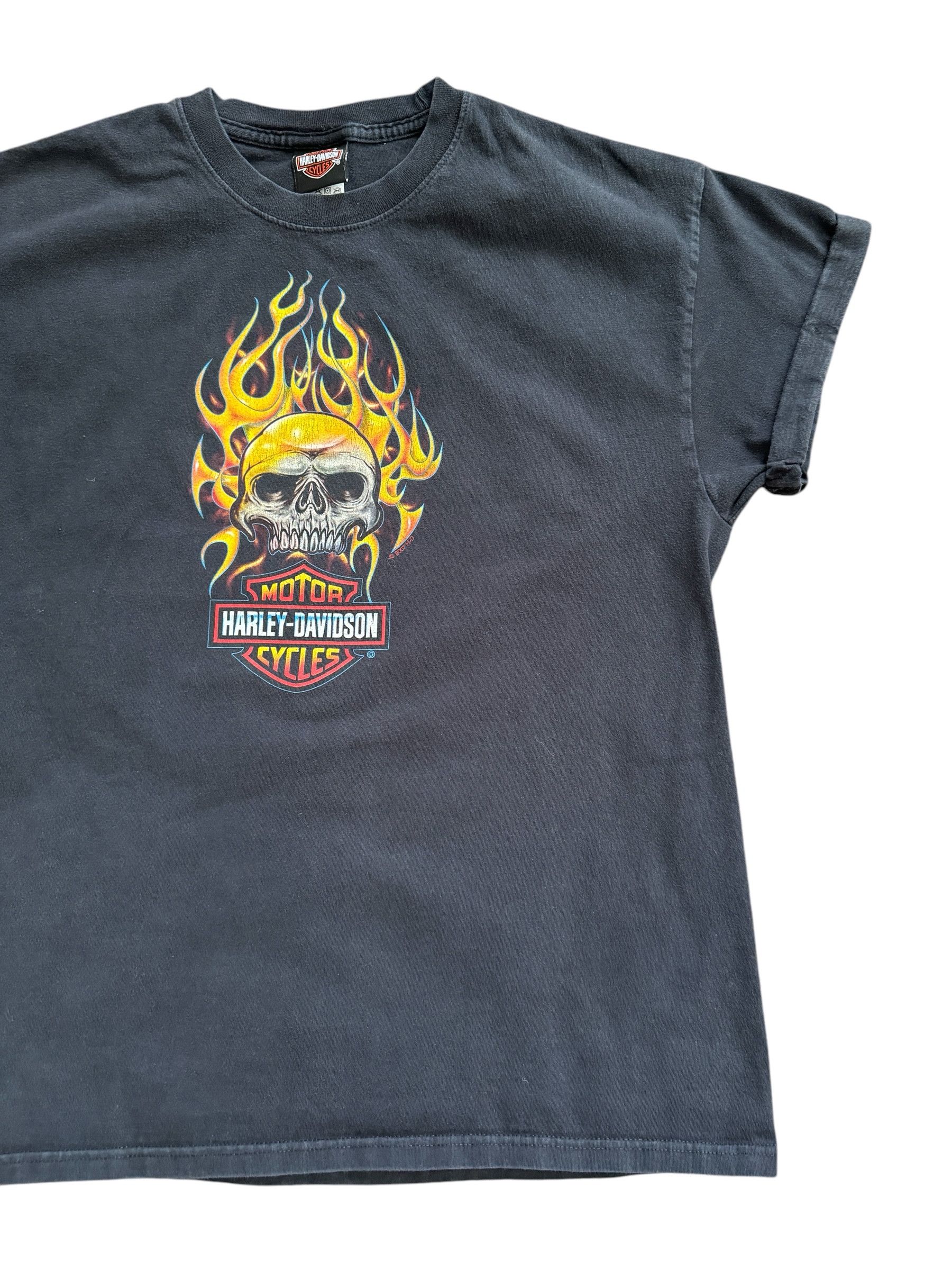 Vintage VNT Y2K Harley Davidson Flaming Skull Worn by Travis Scott Size US L / EU 52-54 / 3 - 3 Thumbnail