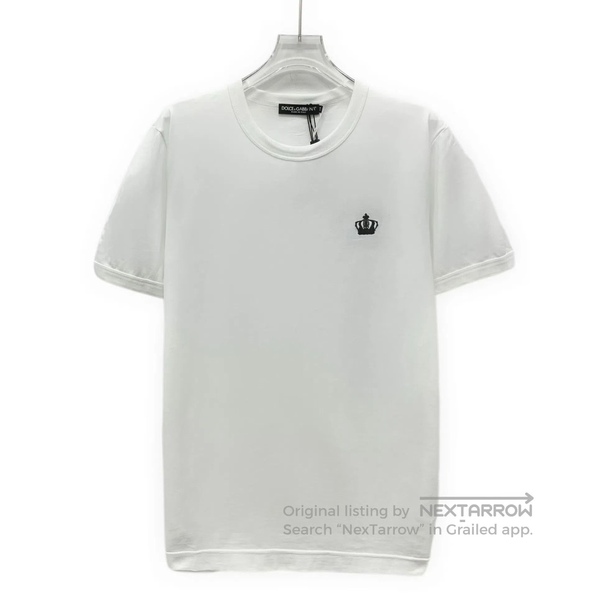 Dolce & Gabbana Dolce Gabbana White Crown Embroidery Cotton Round Neck Sho Size US XS / EU 42 / 0 - 1 Thumbnail
