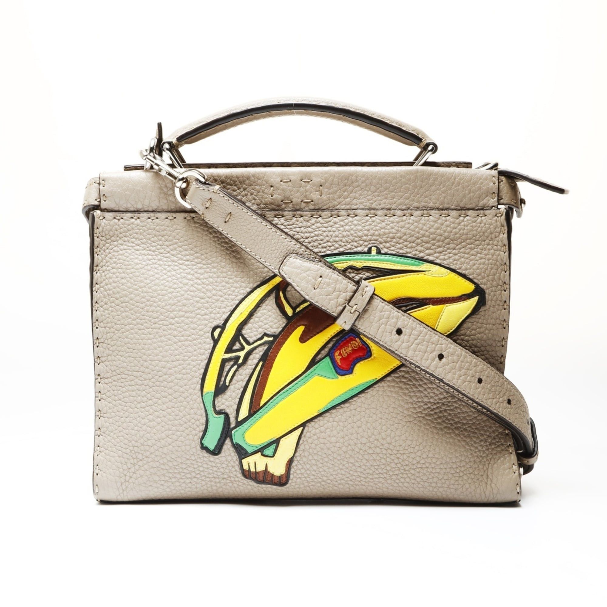 Fendi Fendi Peekaboo 2-way Leather Shoulder Bag, Selleria Banana Pattern, Gray Size ONE SIZE - 1 Thumbnail