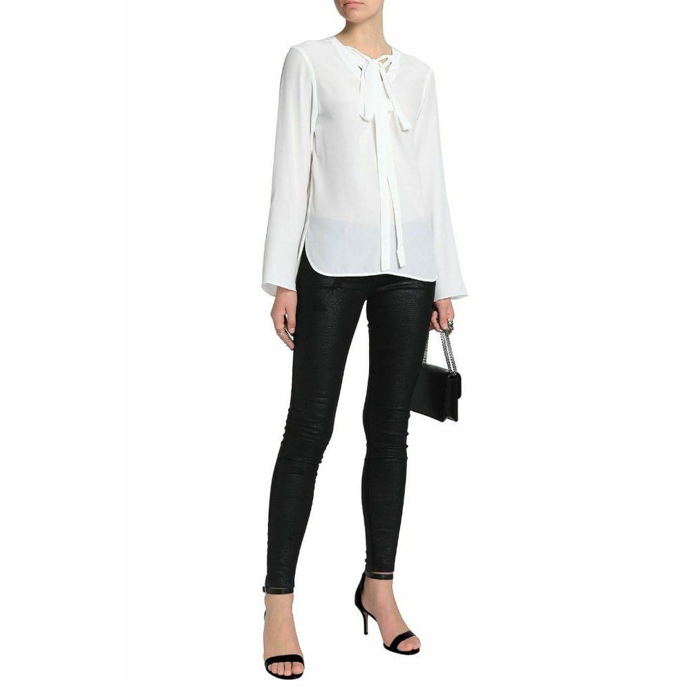 Sandro NWT $325 Sandro Cleo Silk Blouse Lace-up Ecru Size 2 US M Size M / US 6-8 / IT 42-44 - 1 Thumbnail