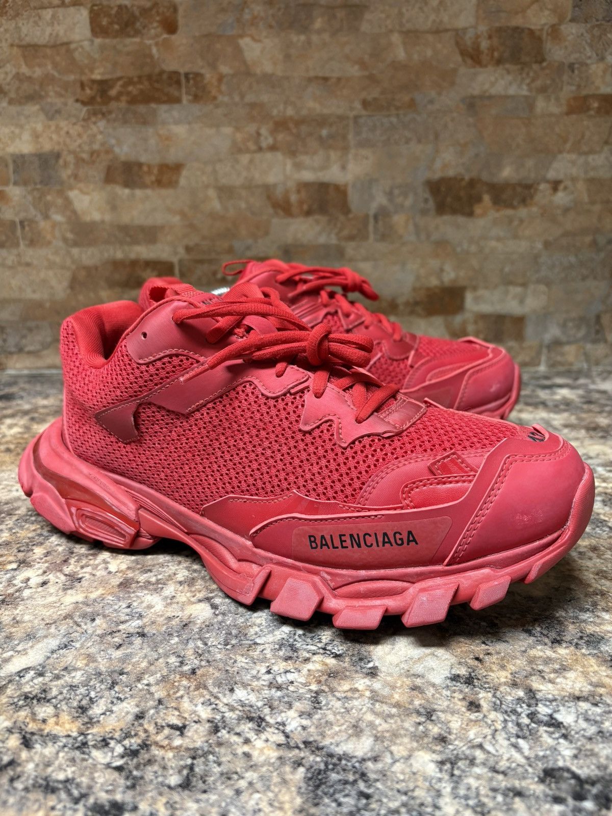 Balenciaga Balenciaga Track 3 Distressed Sneaker Red Size US 10 / EU 43 - 1 Thumbnail