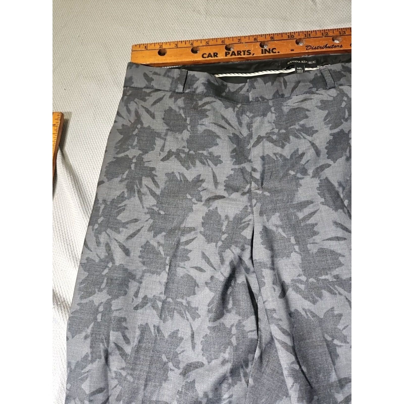 Banana Republic Banana Republic Avery Pants Womens 14 Tall Gray Wool Blend Floral Preppy Dress Pants Straight Leg Button ZIP Size 36" / US 14 / IT 50 - 3 Thumbnail