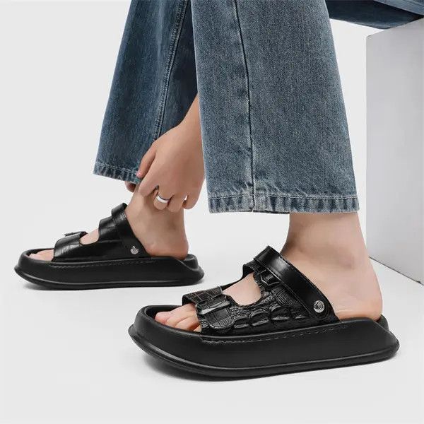 Other Stylish Black Crocodile Pattern Sandals Size US 9 / EU 42 - 4 Thumbnail