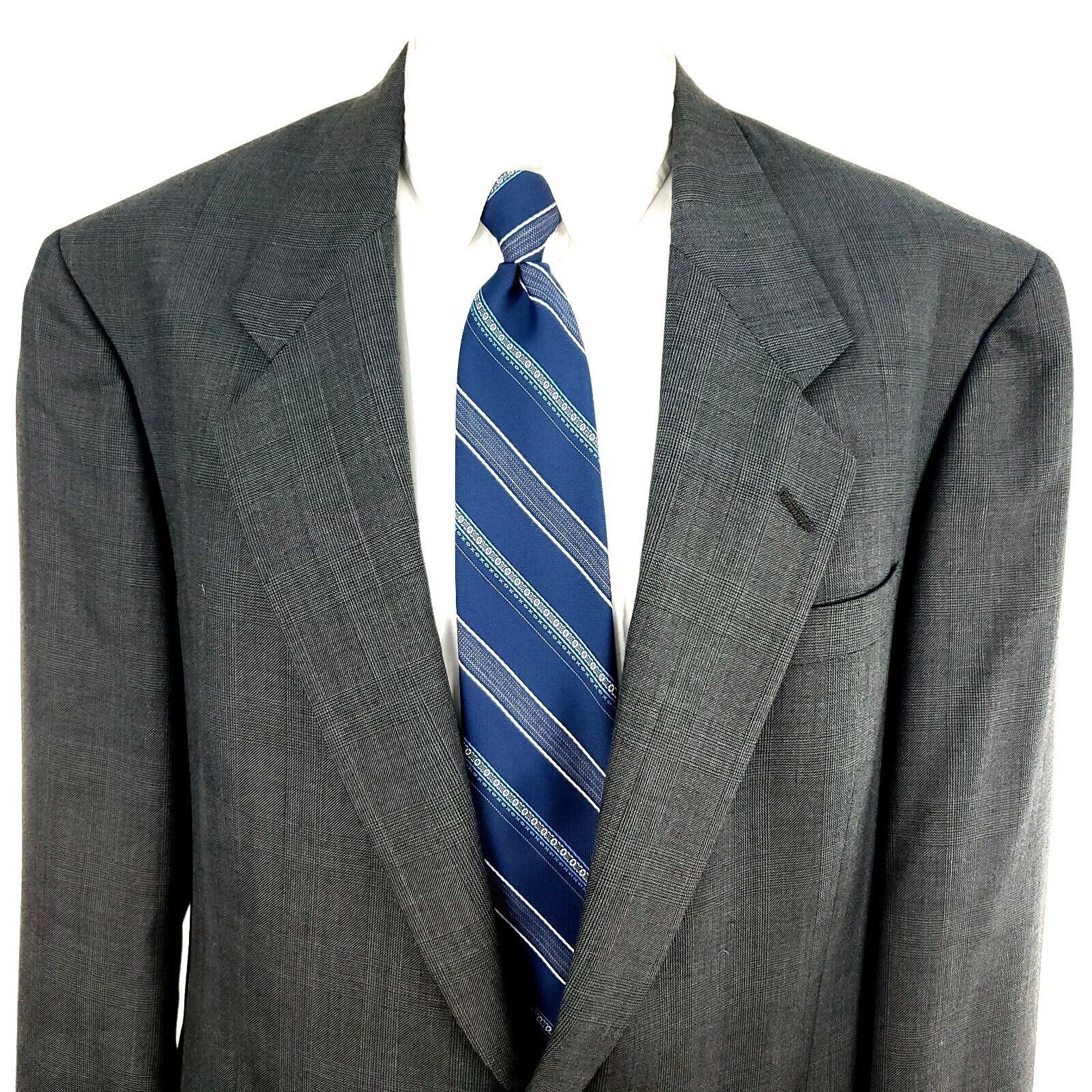 Hart Schaffner Marx Hart Schaffner Marx 44L 2 Button Glen Check Wool Gray Blazer Size 44L - 1 Thumbnail