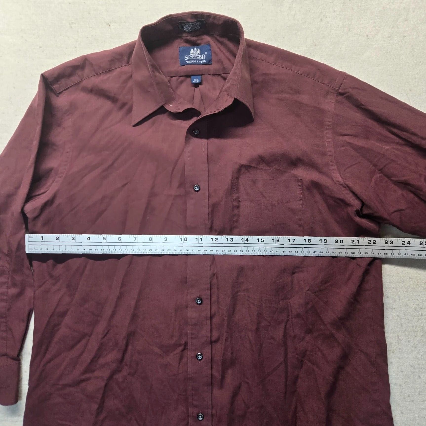 Stafford Stafford Shirt Button-Up Long Sleeve Men 16.5 Purple Broadcloth Solid 90s Event/Theme: None Womens/Mens Size US L / EU 52-54 / 3 - 4 Thumbnail