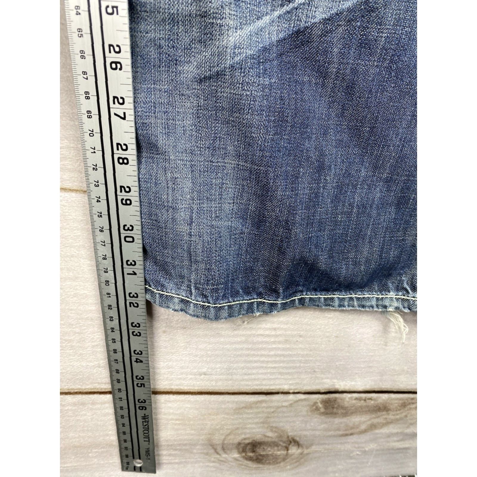 Denime Manchester Jeans Mens 38R Distressed Embroidered 5-Pocket Denim Dark Wash 100% Cotton Blue Jeans Mens Regular Size US 38 / EU 54 - 6 Thumbnail