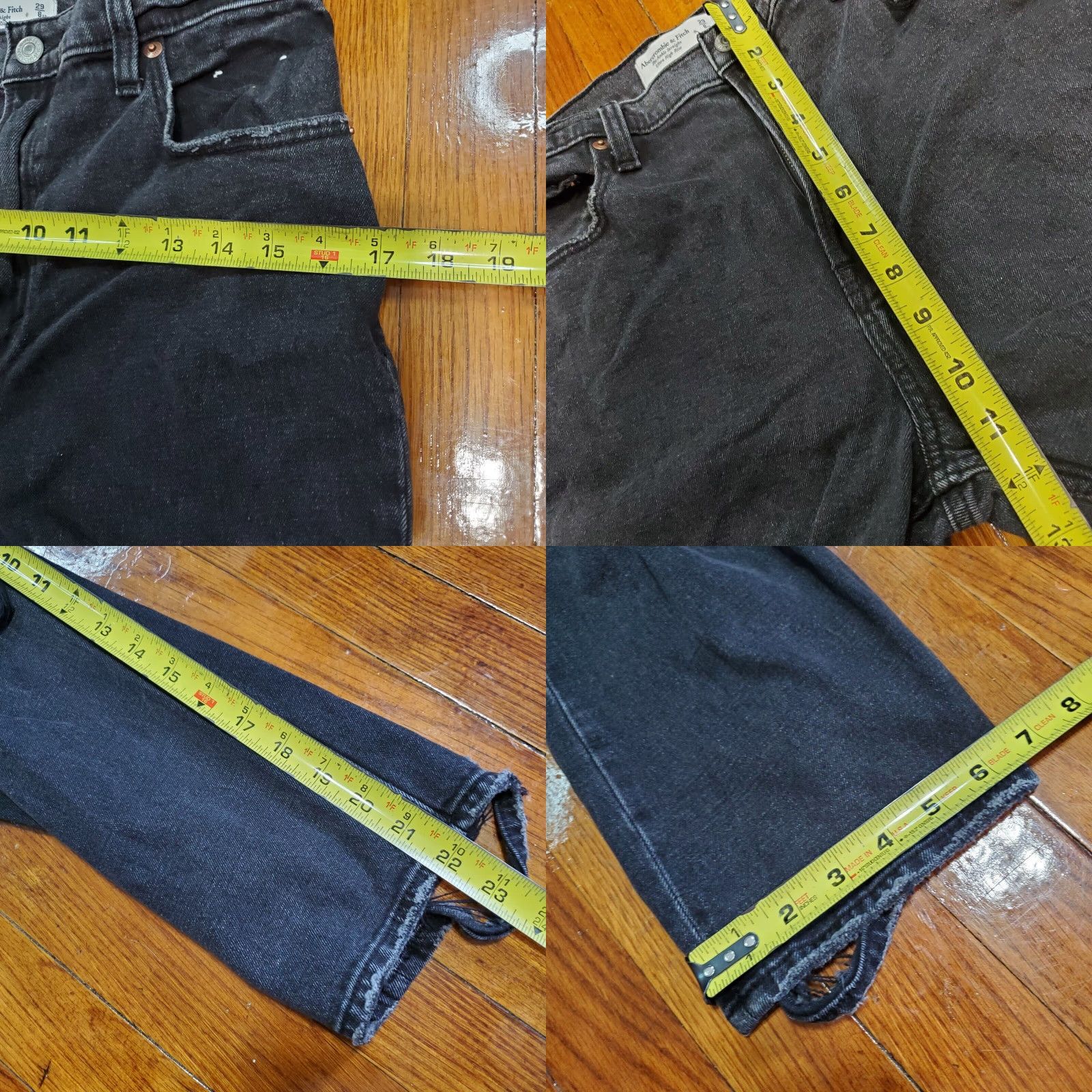 Abercrombie & Fitch Abercrombie & Fitch Jeans The Ankle Straight Ultra High Rise 29 Regular Black Denim 90s City Womens Straight Jeans Size 29" - 8 Thumbnail