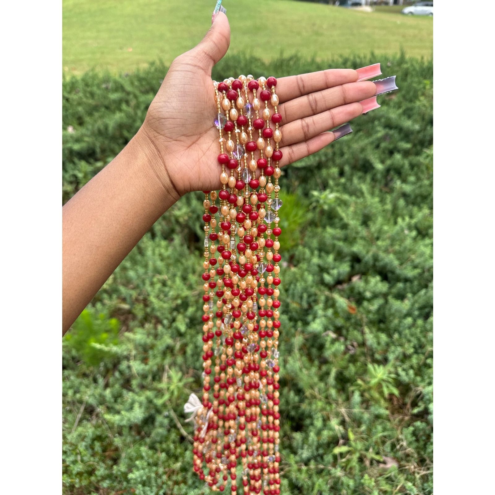 Other Handcrafted African Red & Gold Beaded Body Jewelry Size ONE SIZE - 1 Thumbnail