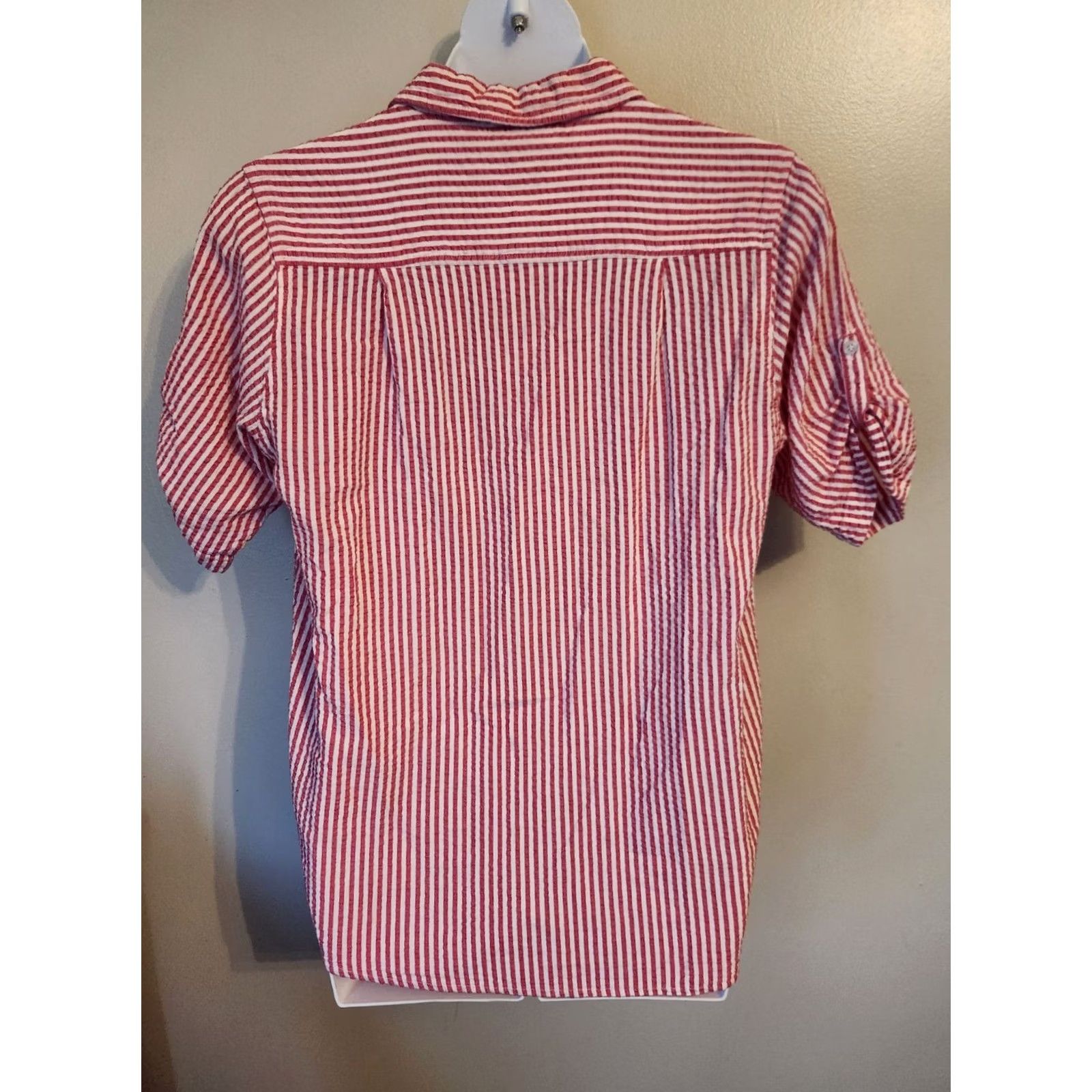 Vintage Woman Within Shirt M Womens Hot Pink Striped Short Sleeve Top Shirt Sz M Size M / US 6-8 / IT 42-44 - 7 Thumbnail