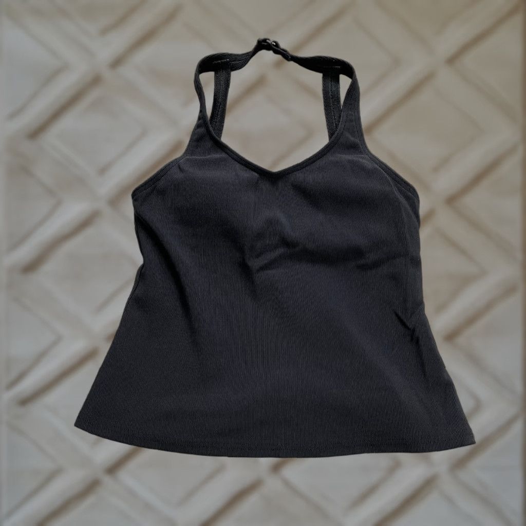 Lands' End Lands' End Athletic Tank Top Womens 6 Blue Padded Halter Sleeveless Nylon Casual Size M / US 6-8 / IT 42-44 - 1 Thumbnail