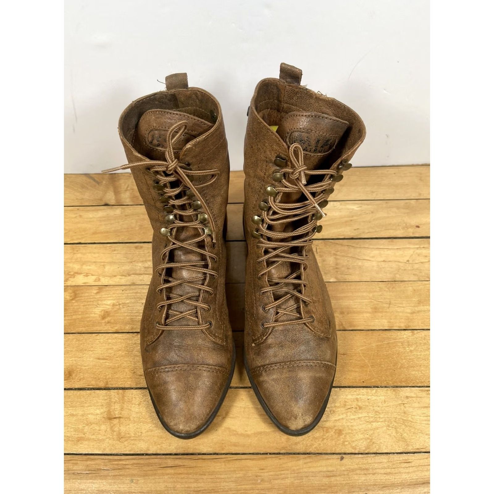 Vintage MIA Patrol Womens Brown Leather Cap Toe LaceUp Casual Ankle Boots Size 6.5M Size ONE SIZE - 3 Thumbnail