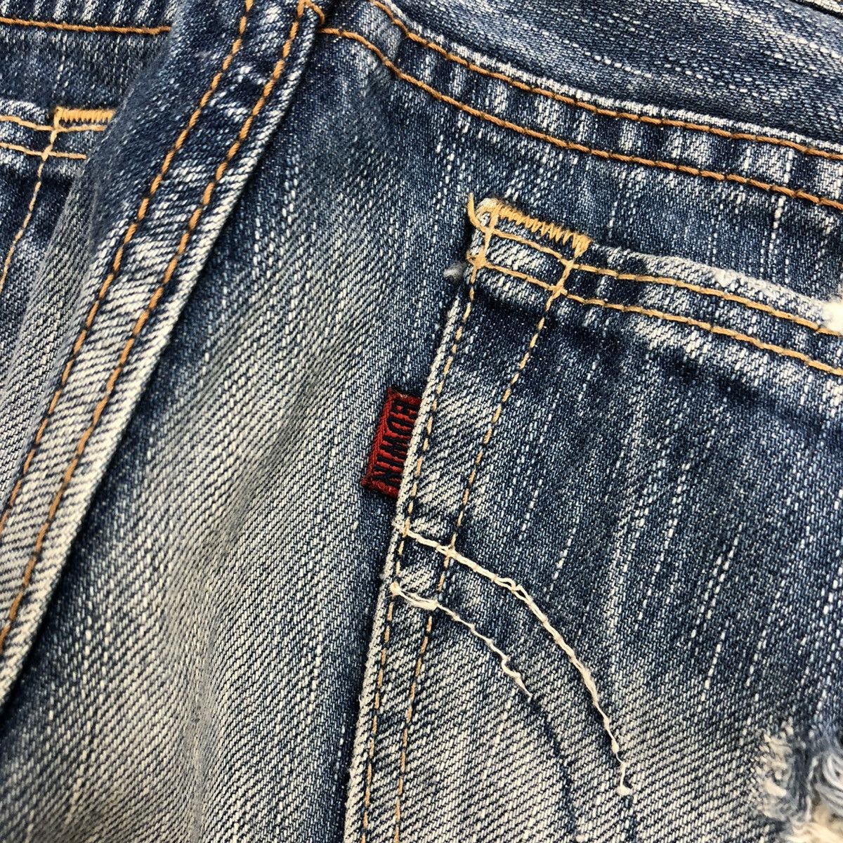 Edwin × If Six Was Nine × Le Grande Bleu (L.G.B.) 2000s Edwin 503 Distressed Punk Faded Bootcut Flared Jeans Size US 29 - 16 Thumbnail