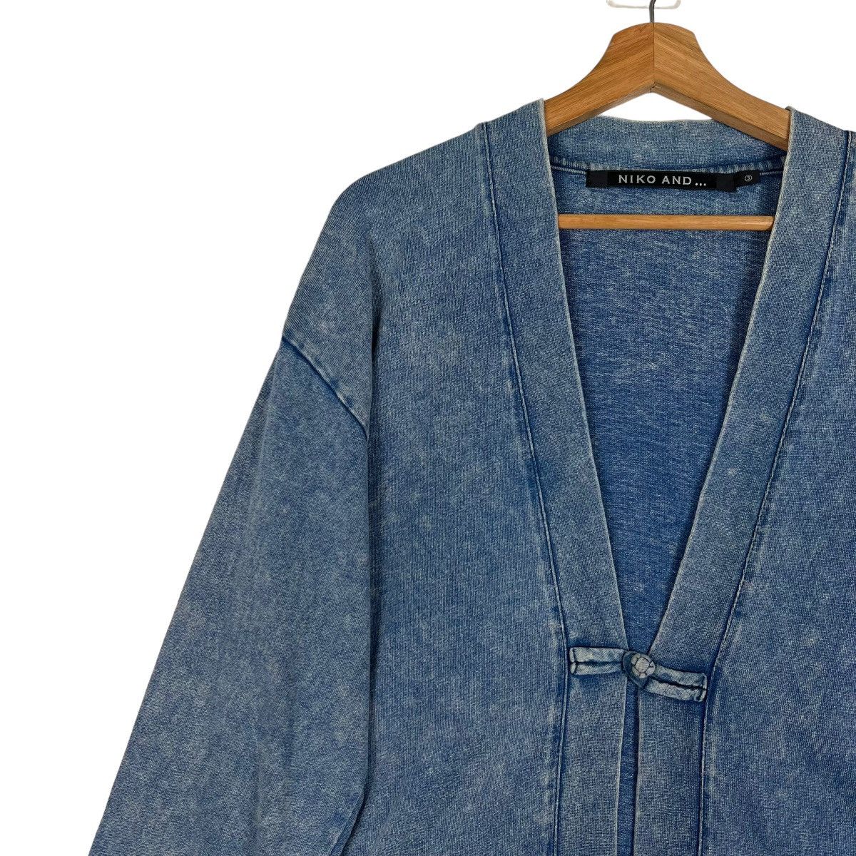 Designer 🔥 NIKO AND DYED WASHED INDIGO MANDARIN CARDIGAN JACKET Size US L / EU 52-54 / 3 - 4 Thumbnail