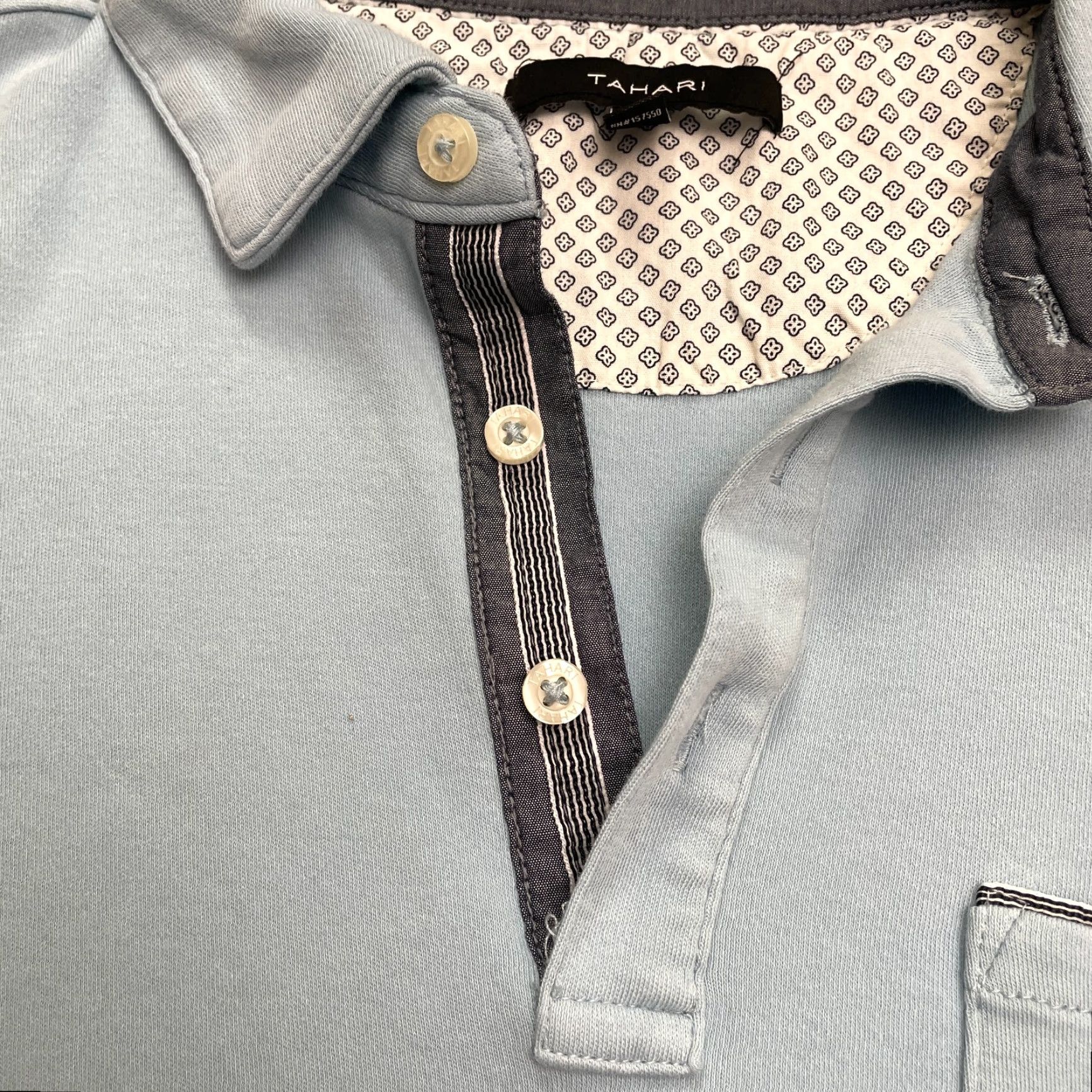 Vintage Tahari Polo Shirt Mens Medium Light Blue Pique 100% Cotton Short Sleeve Pocket Classic Golf Dress Shirt Mens M Blue Size US M / EU 48-50 / 2 - 6 Thumbnail