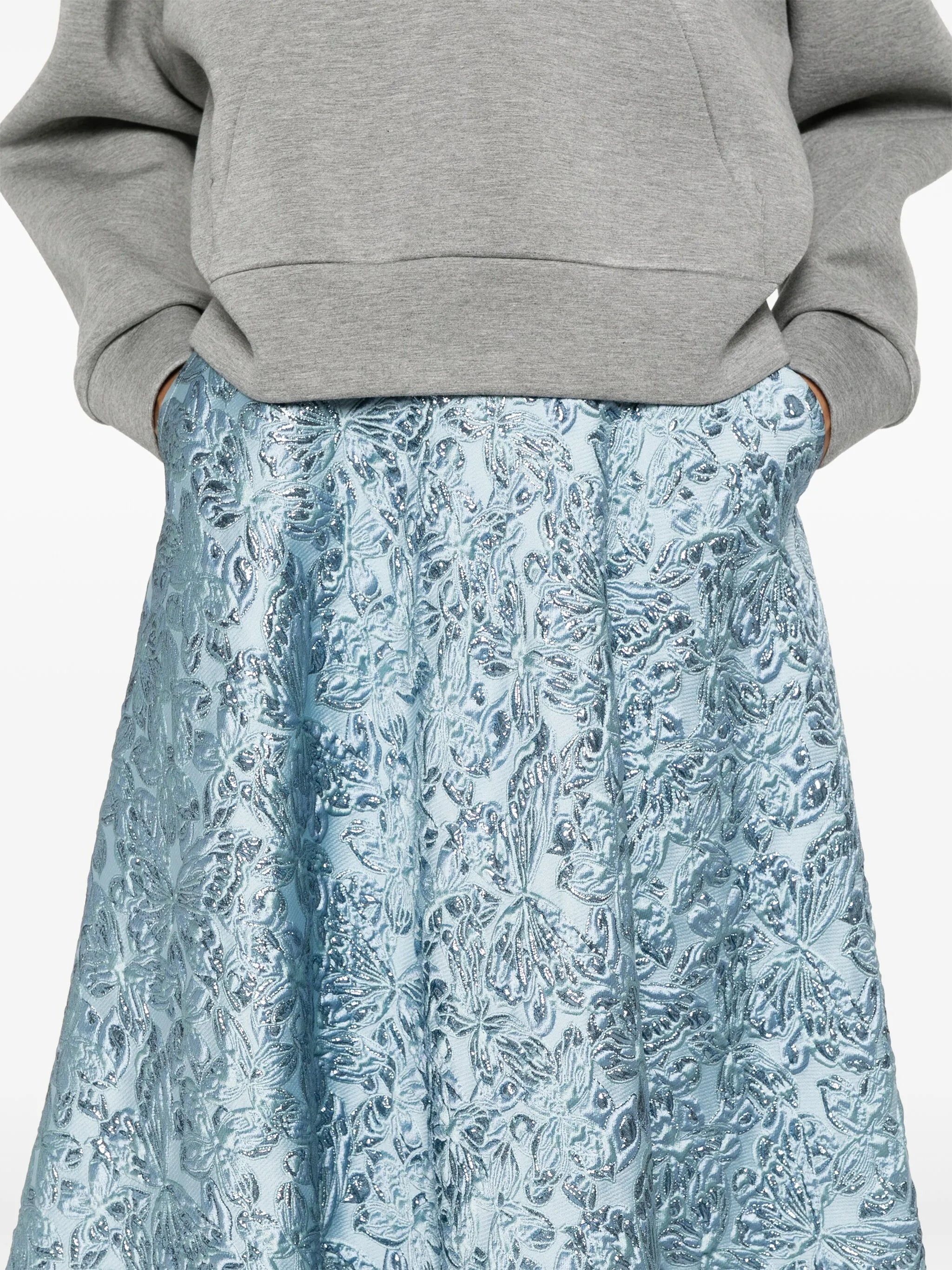 Gucci oc11z1125 Lamé Butterflies Brocade Skirt in Light Blue Size 28" / US 6 / IT 42 - 2 Thumbnail