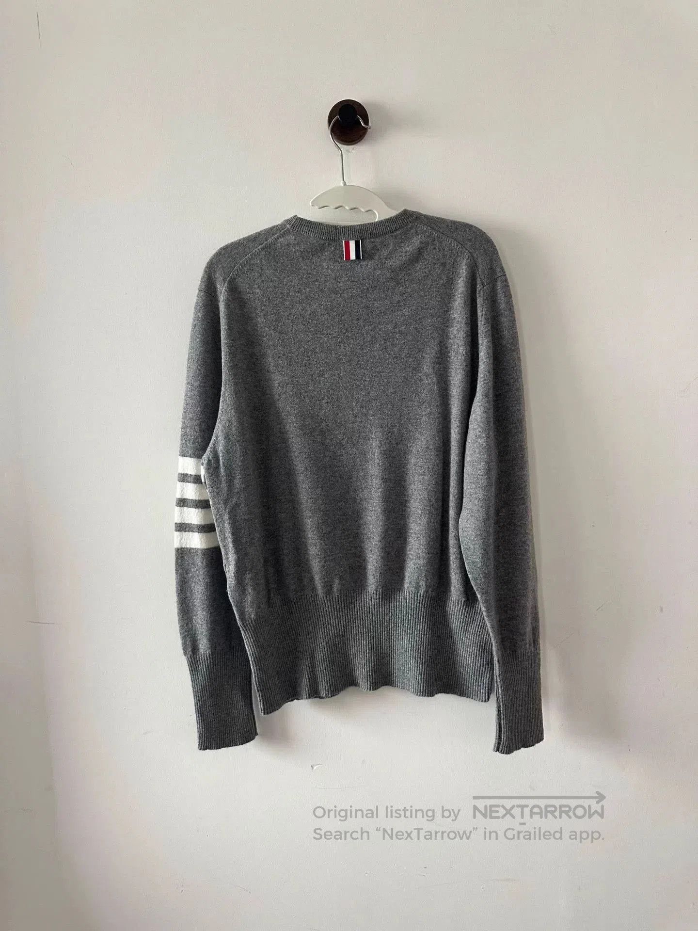 Thom Browne Gray Long Sleeve Striped Sweater - XL. Size US XL / EU 56 / 4 - 2 Thumbnail