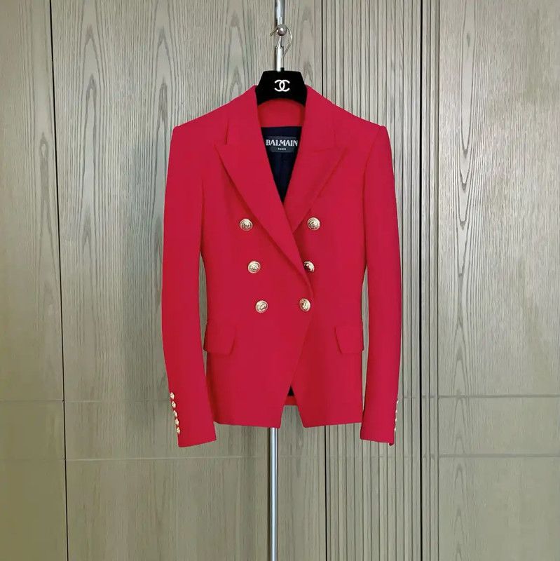Balmain Balmain Red Wool Women's Blazer 0089 Size S / US 4 / IT 40 - 1 Thumbnail