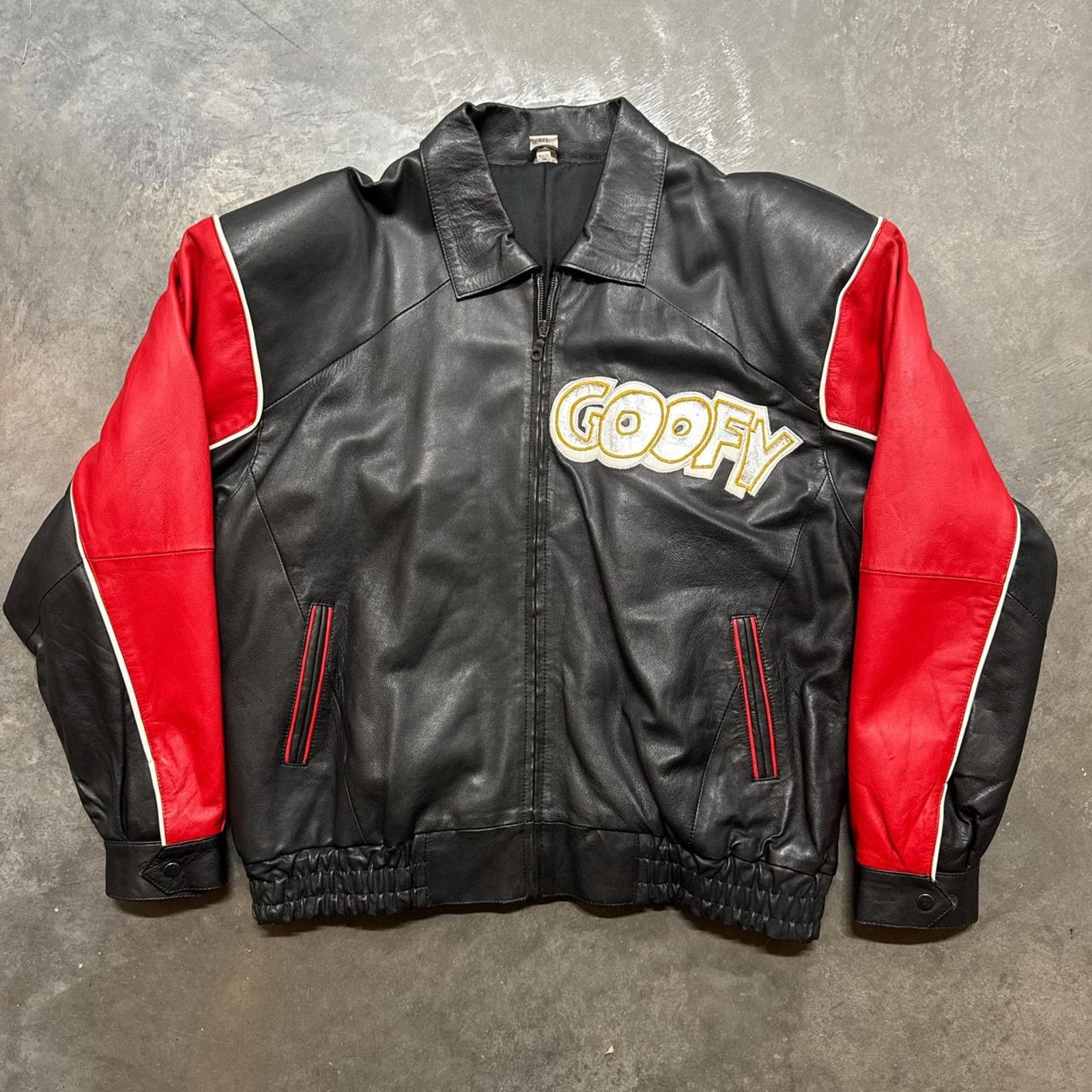 Disney × Vintage Vintage 90s Goofy Disney Lamb Leather Jacket Size US XL / EU 56 / 4 - 3 Thumbnail