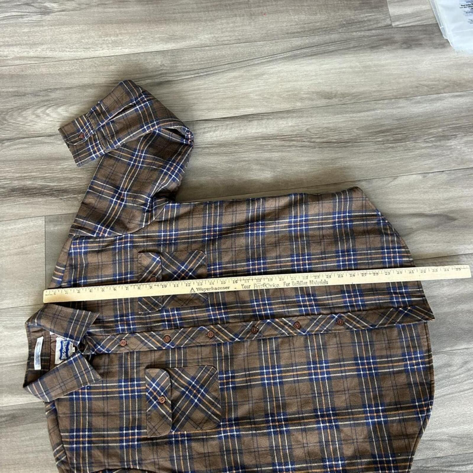 Other Vintage 90’s Brown Blue Plaid Button Up Flannel Big Smith L Size US L / EU 52-54 / 3 - 7 Thumbnail