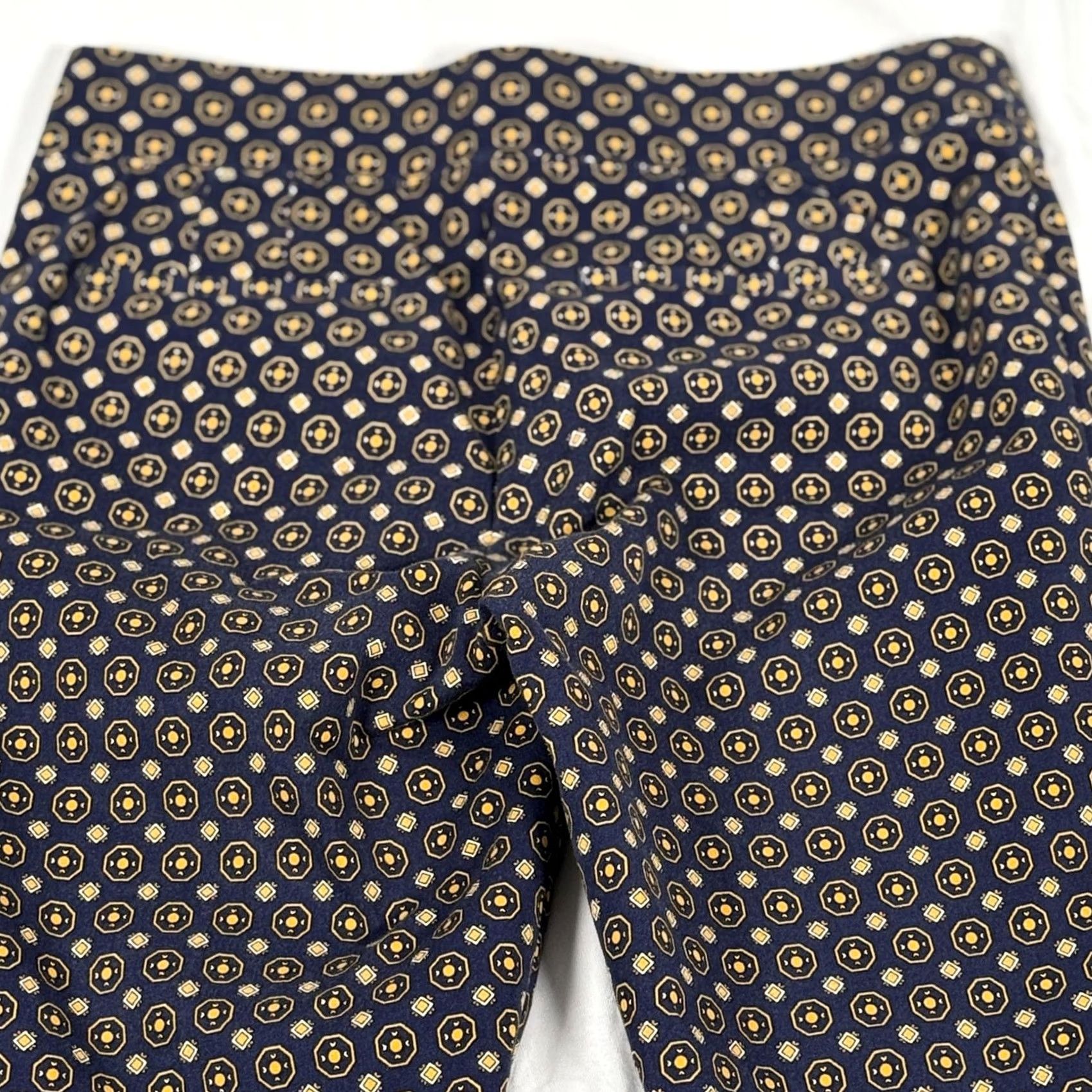 Talbots Talbots Essex Pants Geometric Print Stretch Ankle Slim Career Workwear Office Blue Yellow Womens 2 Slim Leg Ankle 28in Inseam 28in Pull On Size 26" / US 2 / IT 38 - 7 Thumbnail