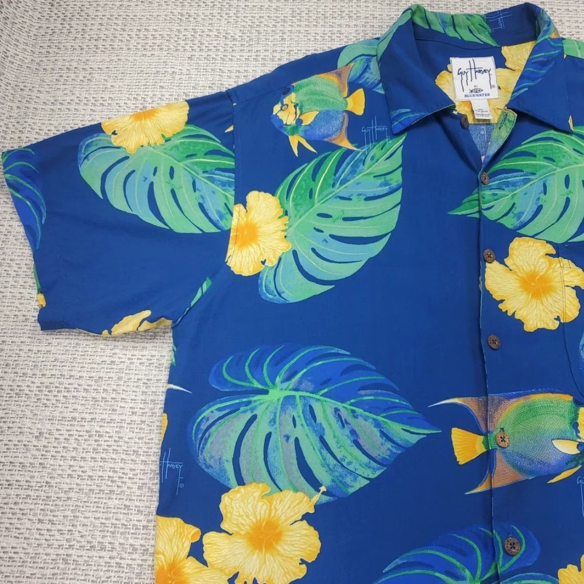 Guy Harvey VINTAGE Guy Harvey Shirt Mens Large Aftco Bluewater Hawaiian Short Sleeve Button Up USA Size US L / EU 52-54 / 3 - 3 Thumbnail