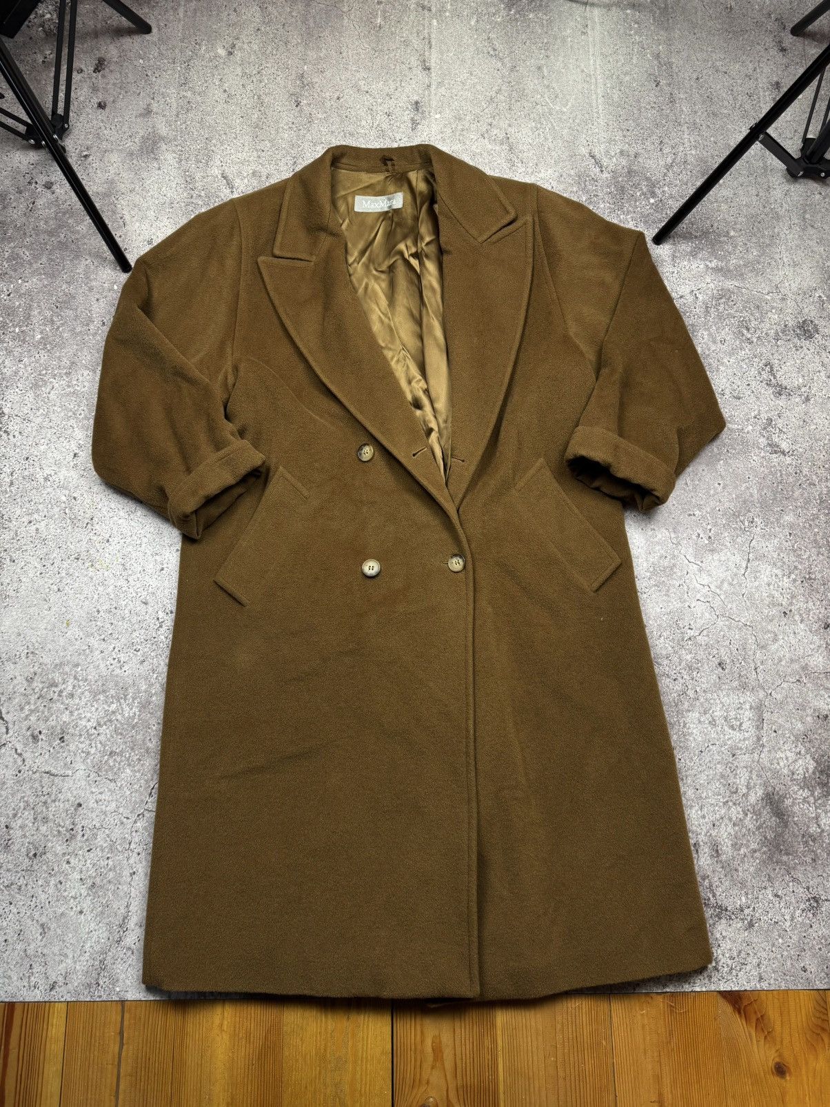 Max Mara 💥Vintage Max Mara Double Breasted Collar Virgin Wool Coat Size L / US 10 / IT 46 - 1 Thumbnail