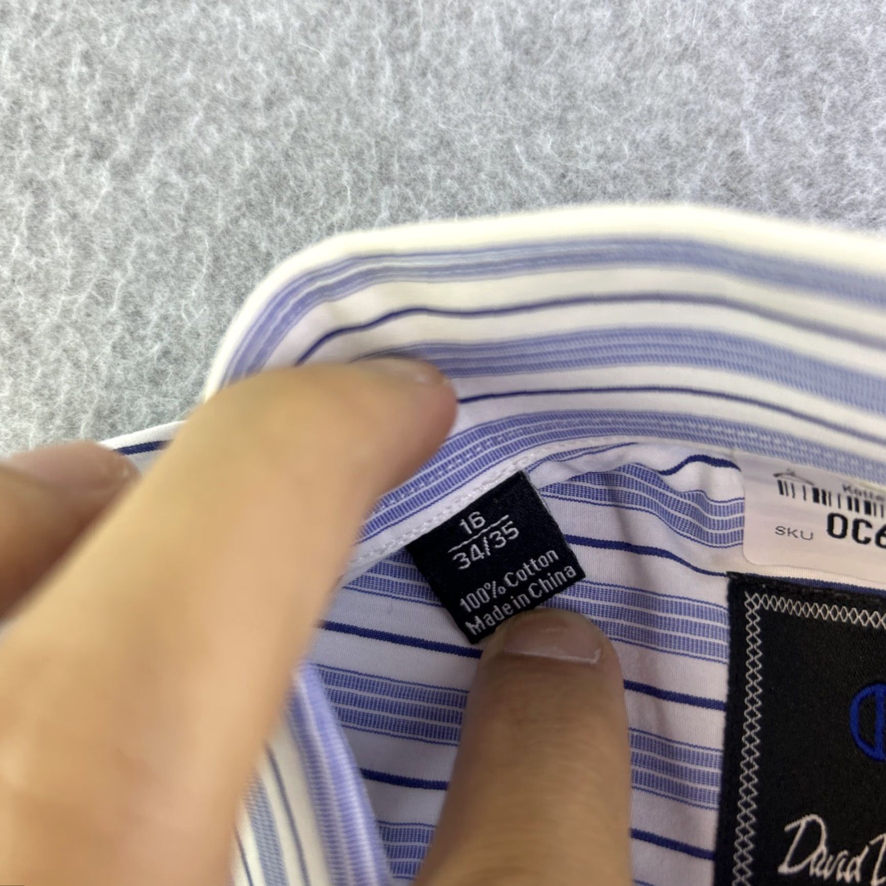 David Donahue David Donahue Dress Shirt Mens 16 Blue White Striped Long Sleeve Button Up Adult Size 42R - 6 Thumbnail