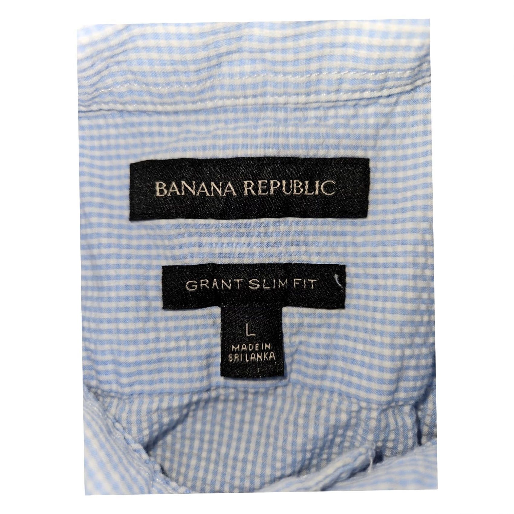 Banana Republic Banana Republic Shirt Button-Up Long Sleeve Men Adult Large Blue Check Slim Fit Casual Business Travel 43 in Chest Button-Down Collared Size US L / EU 52-54 / 3 - 2 Thumbnail