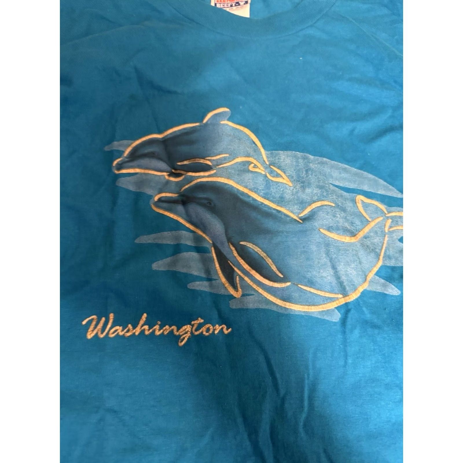 Hanes VINTAGE Washington PNW Shirt XXL Teal Blue Dolphins Ocean Aquarium See Pics Size US XXL / EU 58 / 5 - 2 Thumbnail