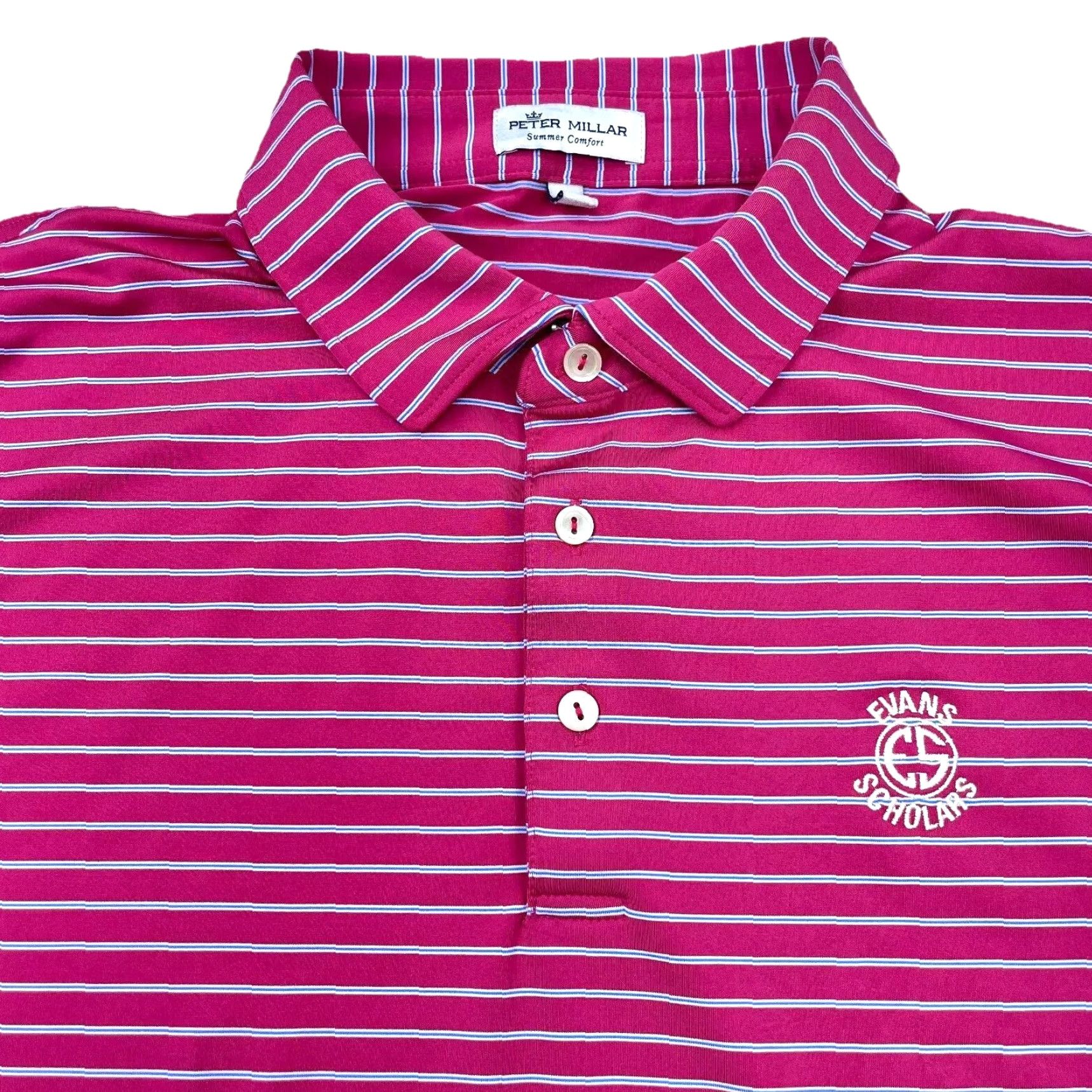 Peter Millar Peter Millar Polo Shirt Men Large Pink Striped Summer Comfort Wicking Quick Dry Breathable Logo Golf Casual Activewear Short Sleeve Size US L / EU 52-54 / 3 - 2 Thumbnail