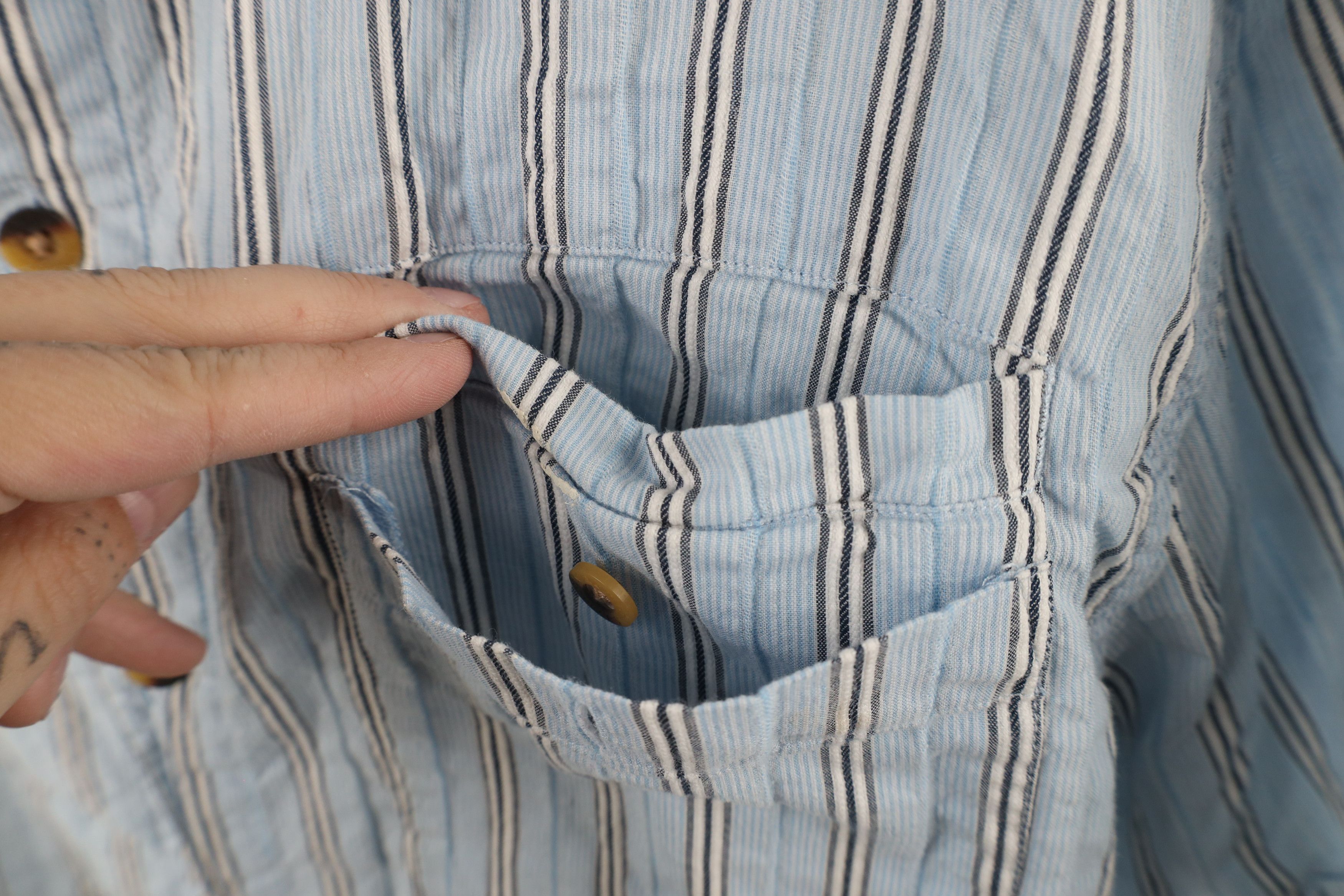 Marmot × Vintage Marmot Striped Seersucker Short Sleeve Button Shirt Blue Size US L / EU 52-54 / 3 - 7 Thumbnail
