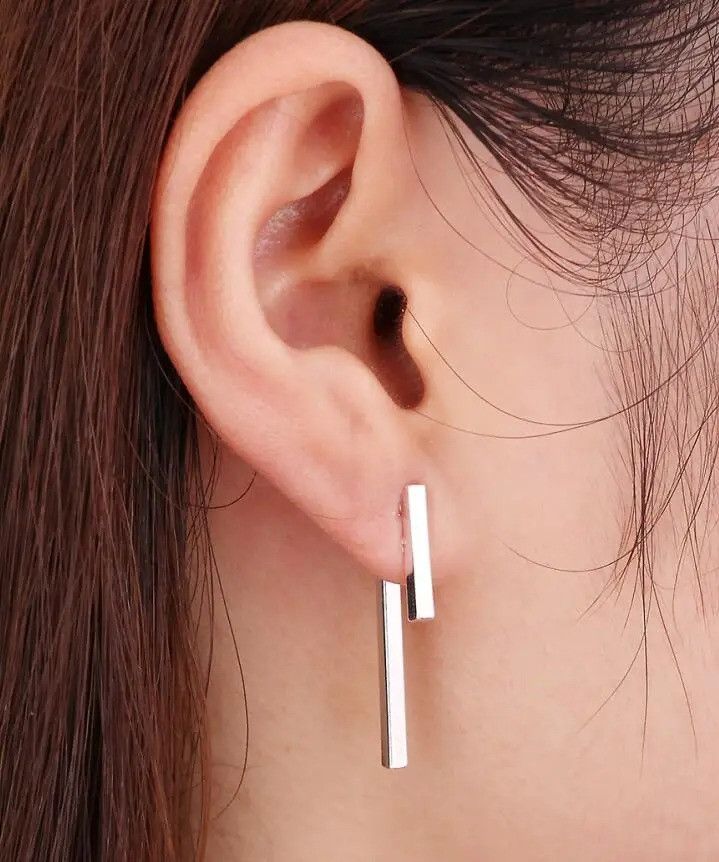 Jewelry T Bar Drop Earring Stud Earrings Charm Earring Gift Size ONE SIZE - 1 Thumbnail