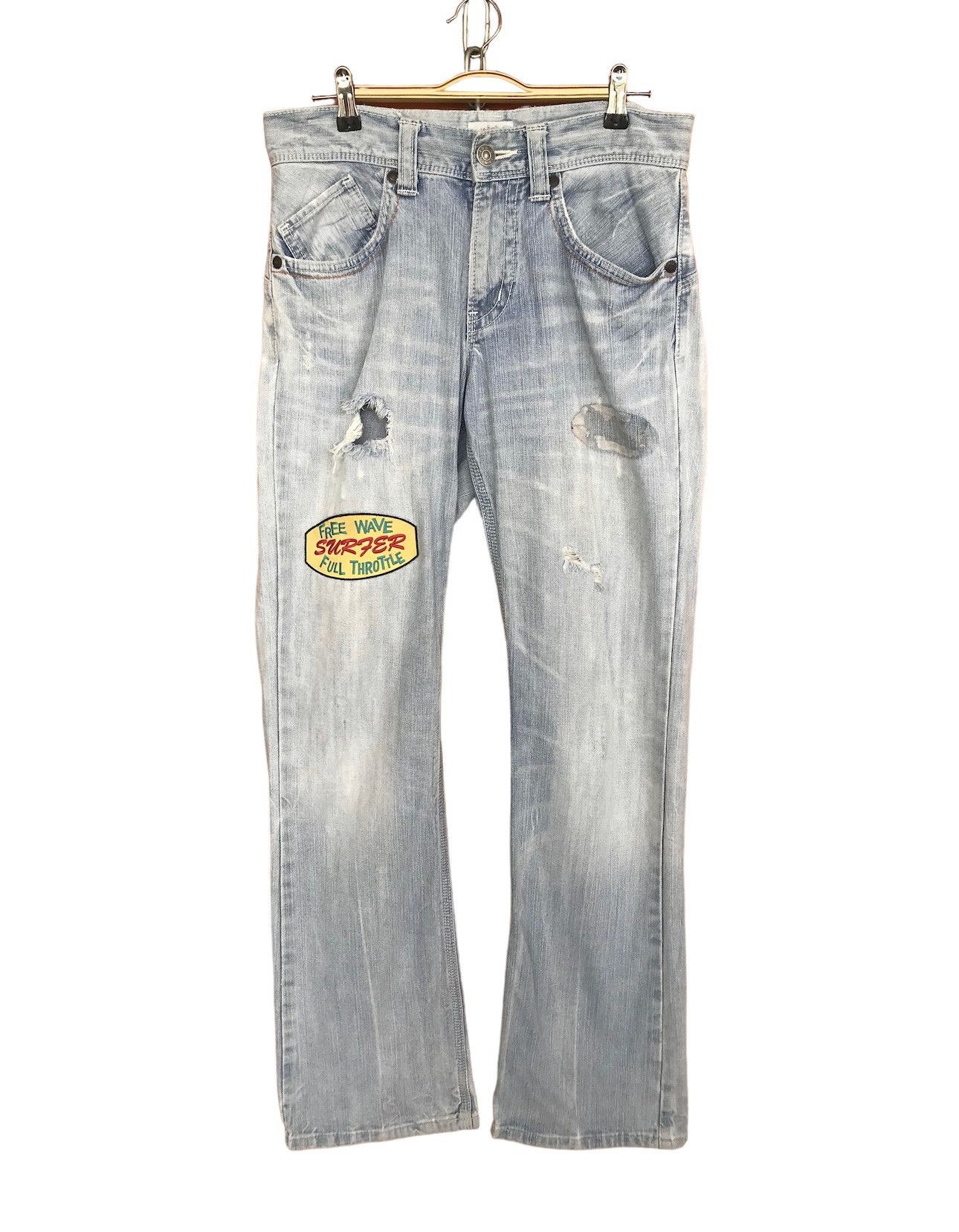 Edwin Flare Jeans Edwin Patchwork Distressed Denim Boot Cut Size US 31 - 1 Thumbnail