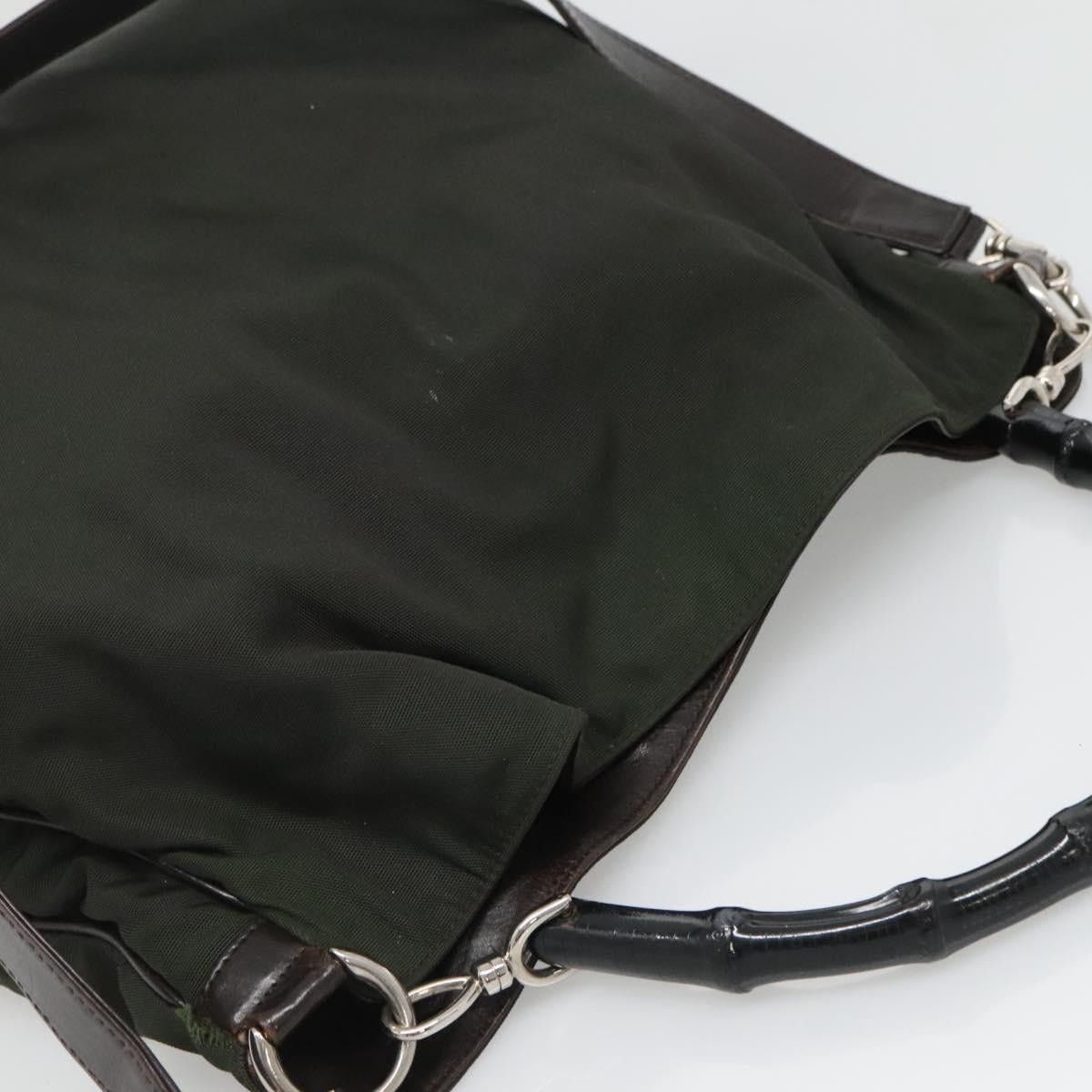 Gucci GUCCI Bamboo Hand Bag Nylon Khaki Silver 001 1577 001 1577 Size ONE SIZE - 6 Thumbnail