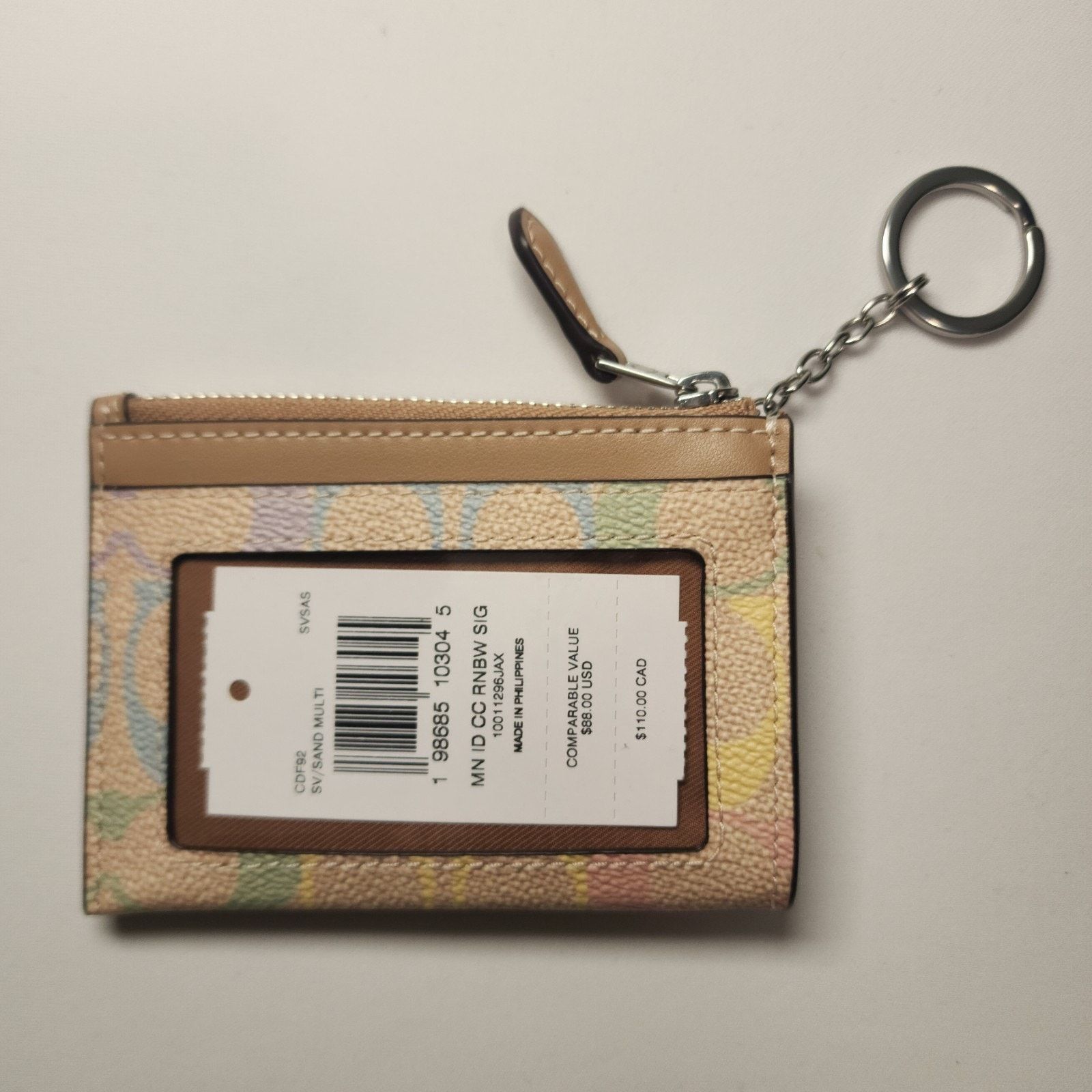 Coach CDF92 Coach Mini Skinny Id Case Rainbow Signature Sand Size ONE SIZE - 2 Thumbnail