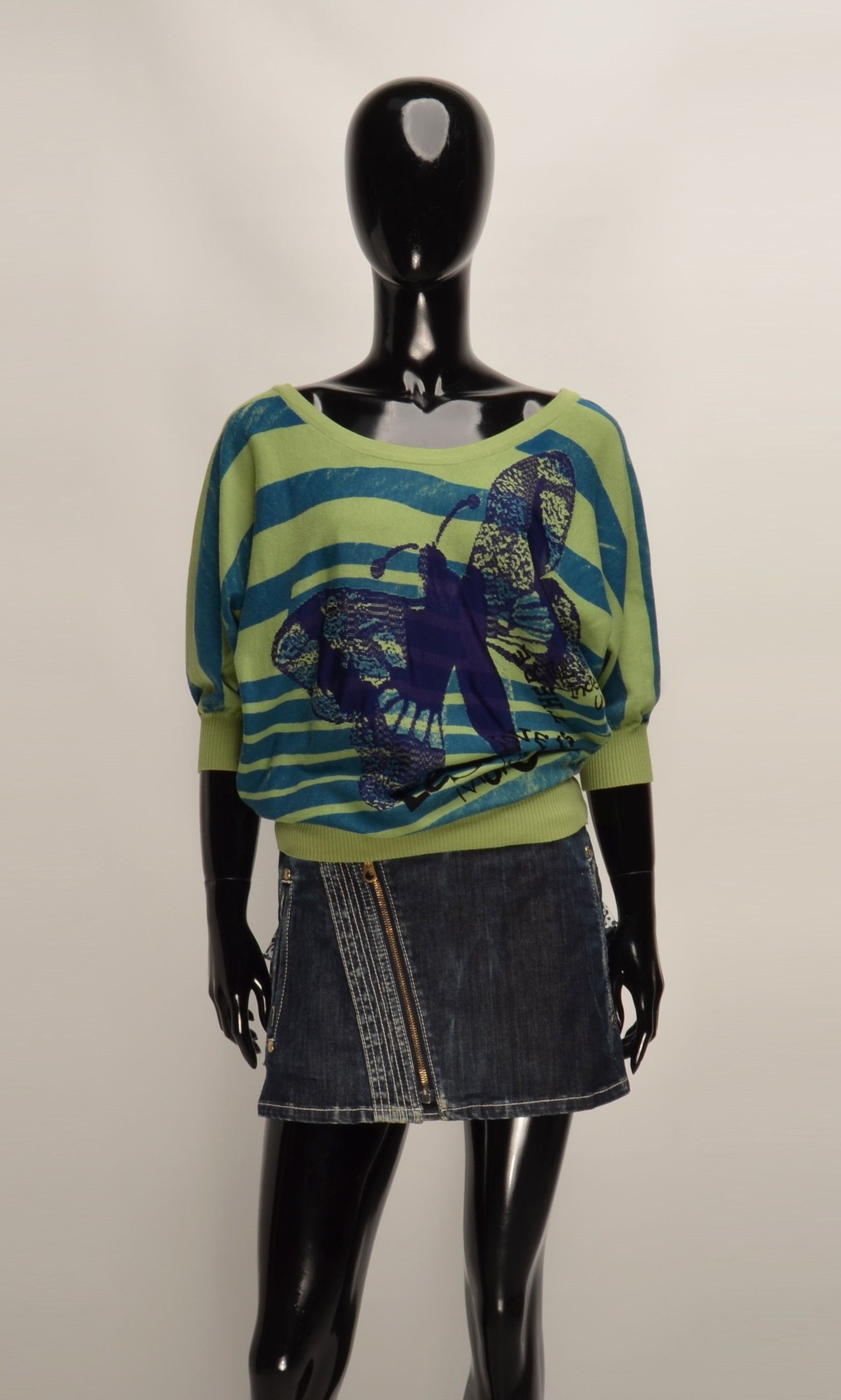 Designer Desigual Y2K Butterfly Multicolor 3/4 Sleeve Top Blouse Size S / US 4 / IT 40 - 1 Thumbnail