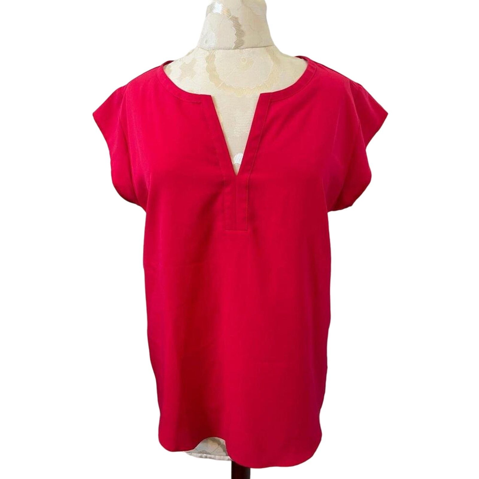 Van Heusen Van Heusen Short Sleeve Split Neckline Blouse Large Size L / US 10 / IT 46 - 1 Thumbnail