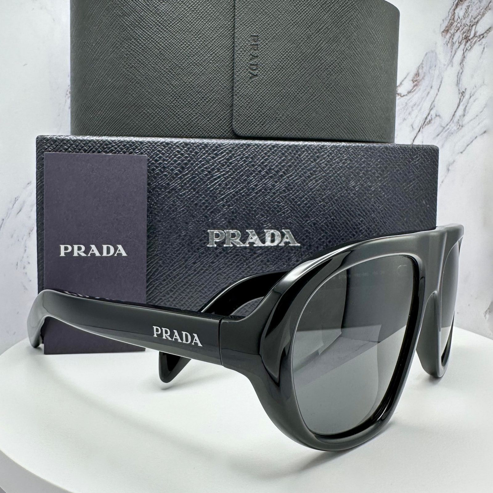 Prada New PRADA Sunglasses Black 2025 Collection Aviator Shield Size ONE SIZE - 1 Thumbnail