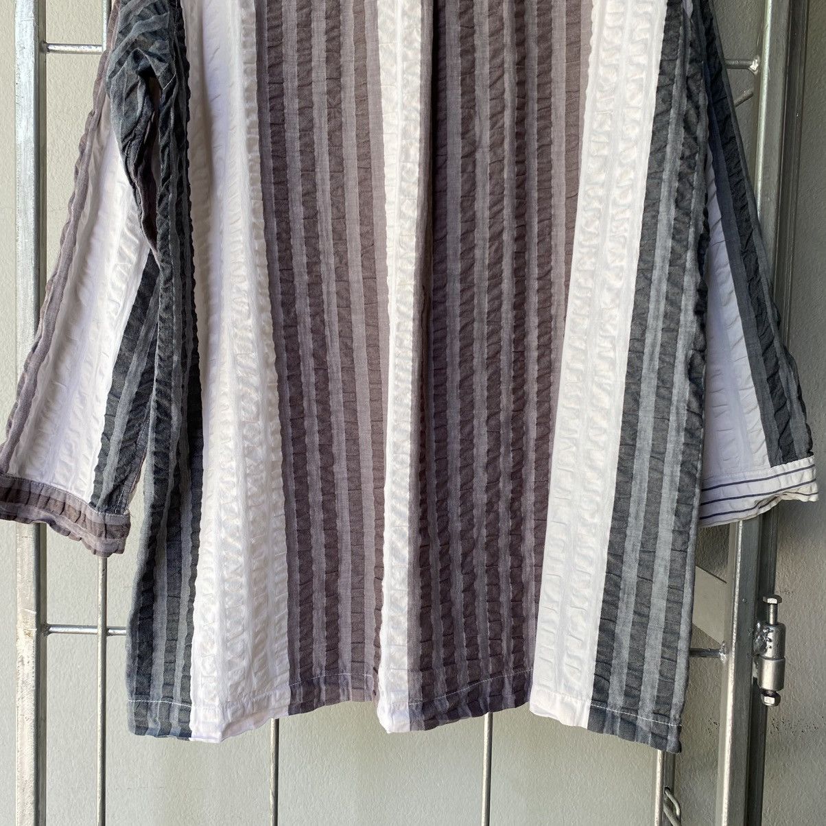 Y's Y's for living Striped Cotton Grandad Shirt Size US XL / EU 56 / 4 - 11 Thumbnail