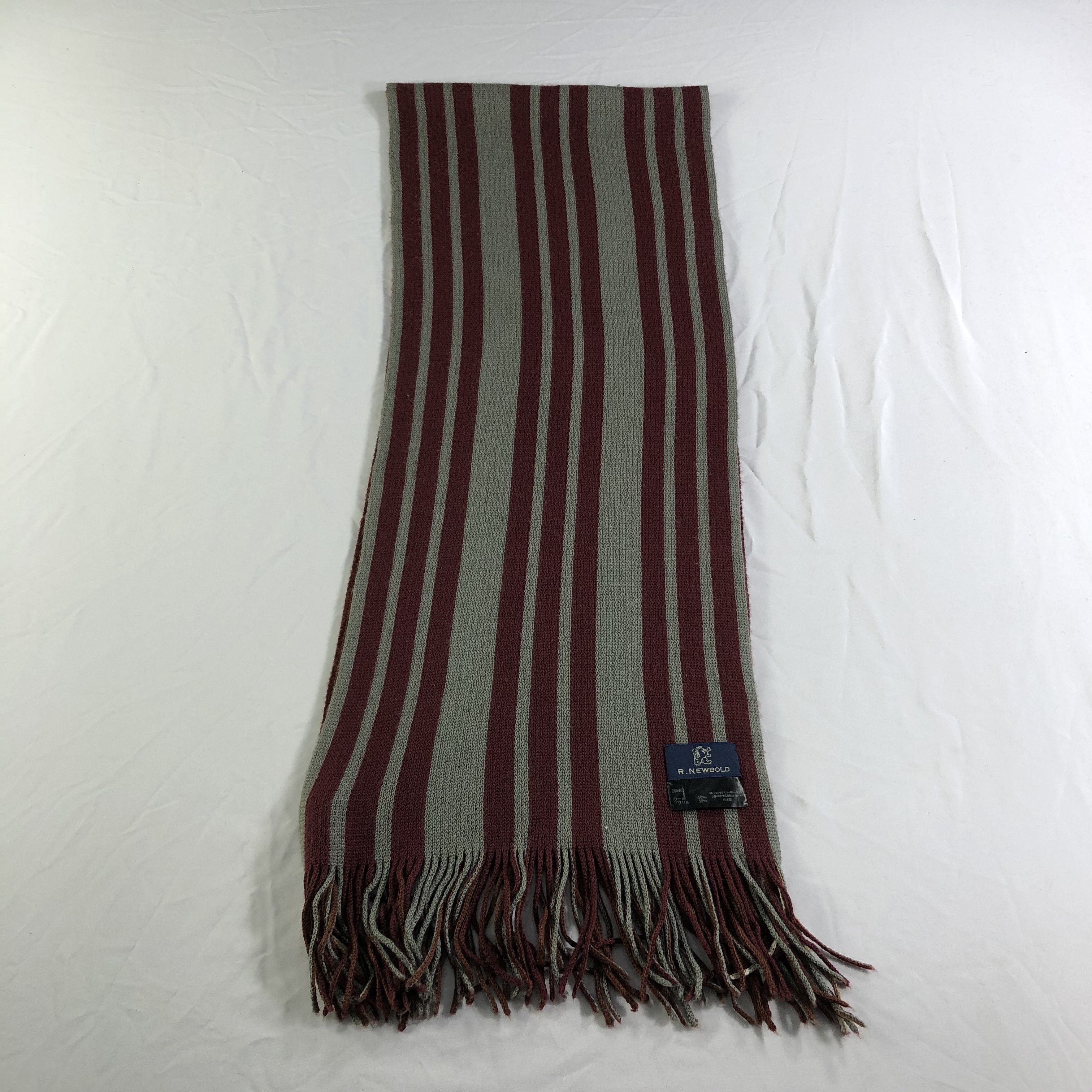 R.Newbold R.Newbold Stripe Wool Scarf Muffler Neckwear V2441 Size ONE SIZE - 2 Thumbnail