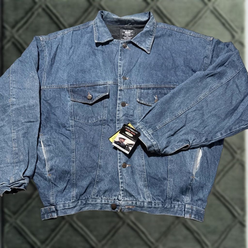 Denime VINTAGE Grit Iron Workwear Heavy Construction Jacket Men's Blue Denim Pockets 2XL NWT Size US XXL / EU 58 / 5 - 1 Thumbnail