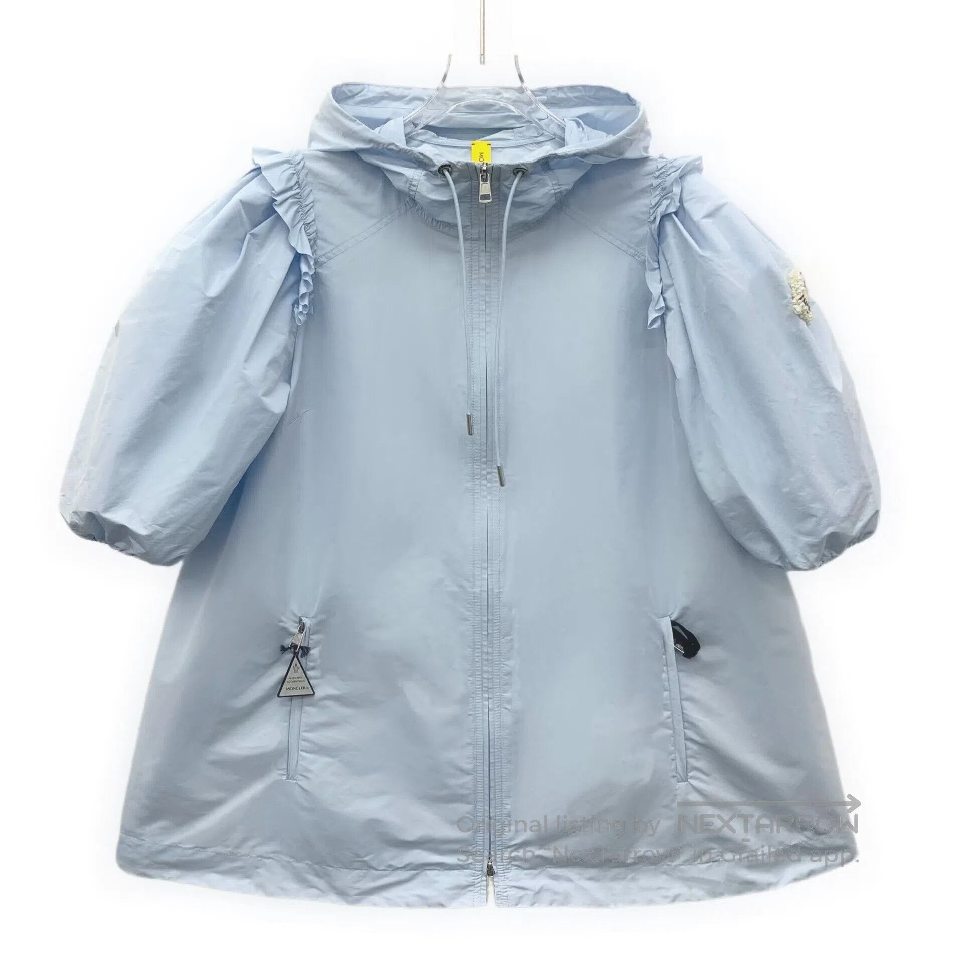 Moncler Moncler Light Blue Logo Diamond Embellished Hooded Drawstr Size US S / EU 44-46 / 1 - 1 Thumbnail