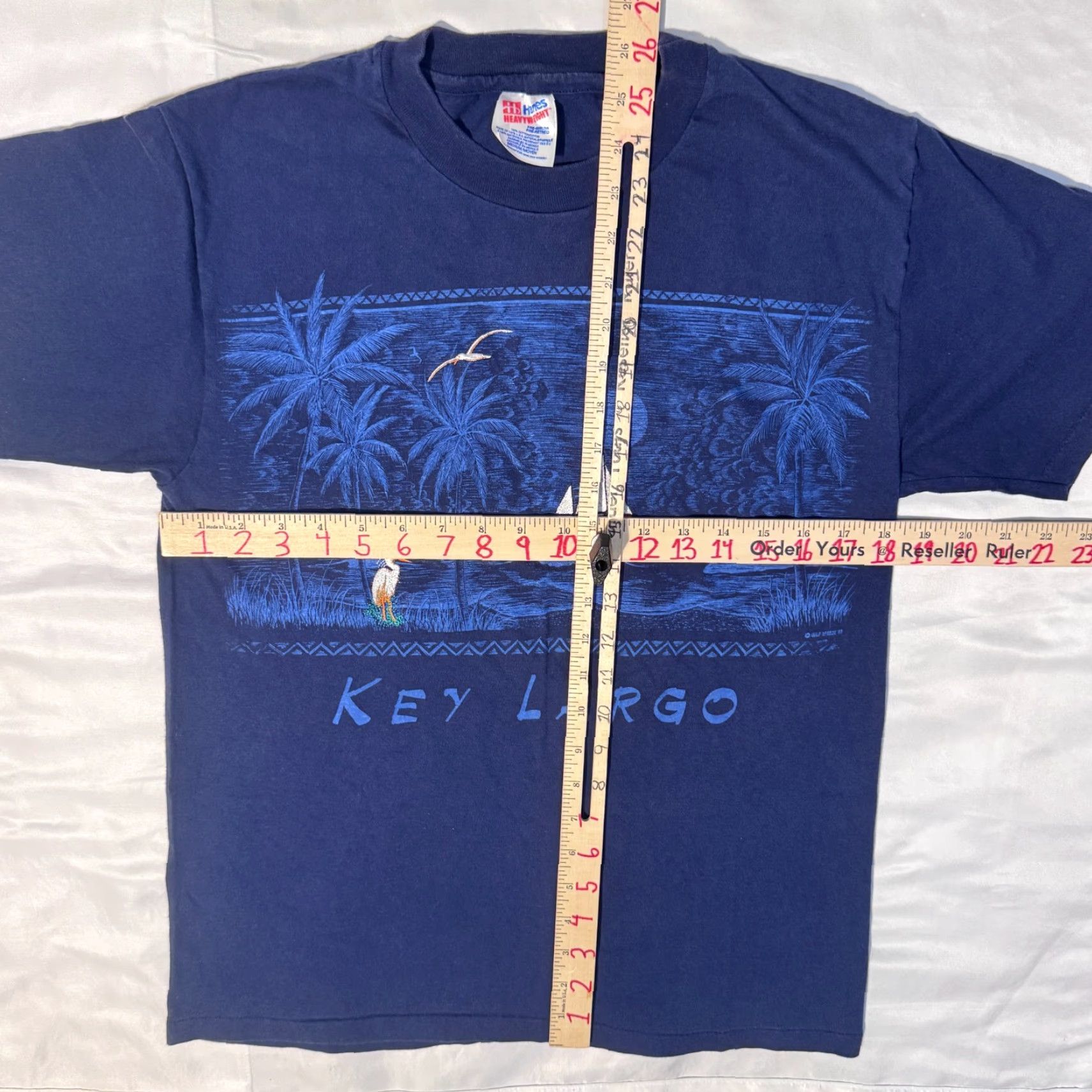 Hanes VINTAGE Hanes T-Shirt Men M Crew Neck Short Sleeve Florida Logo Embroidered Blue 1990s Souvenir Key Largo Florida Keys Cotton Jersey Size US M / EU 48-50 / 2 - 5 Thumbnail