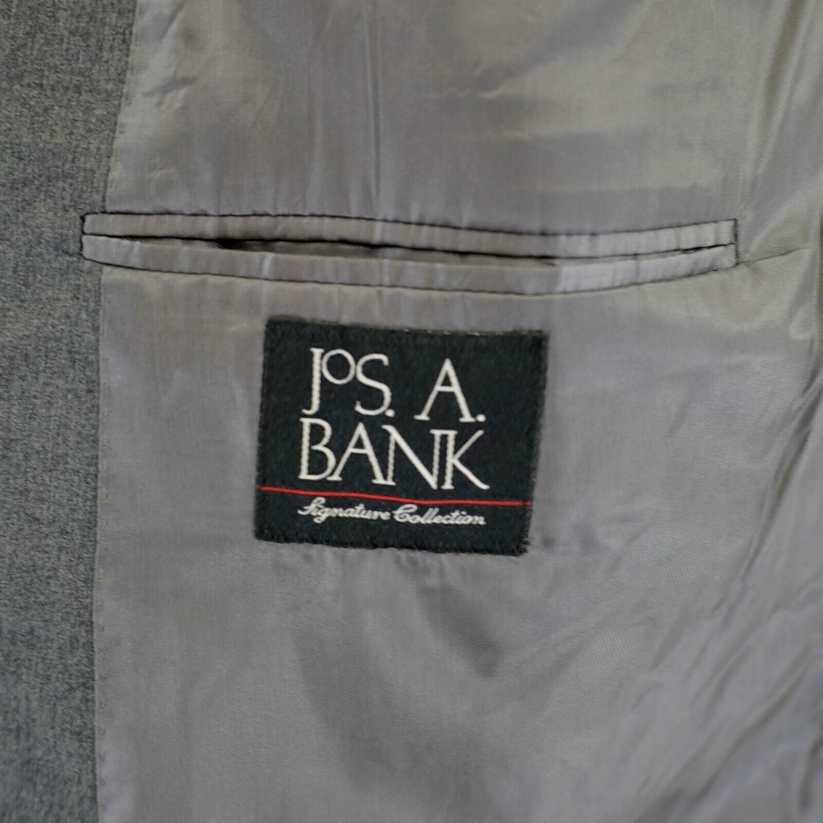 Jos. A. Bank DAMAGED Jos A Bank Portly Gray Wool 46R Tagged 46S 2 Button Size 46R - 8 Thumbnail
