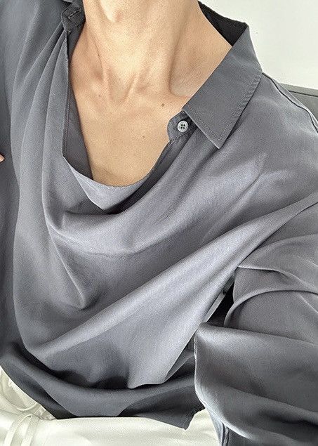 Japanese Brand × Vintage Cleanfit retro fashion wrap collar long sleeve shirt Size US XL / EU 56 / 4 - 4 Thumbnail