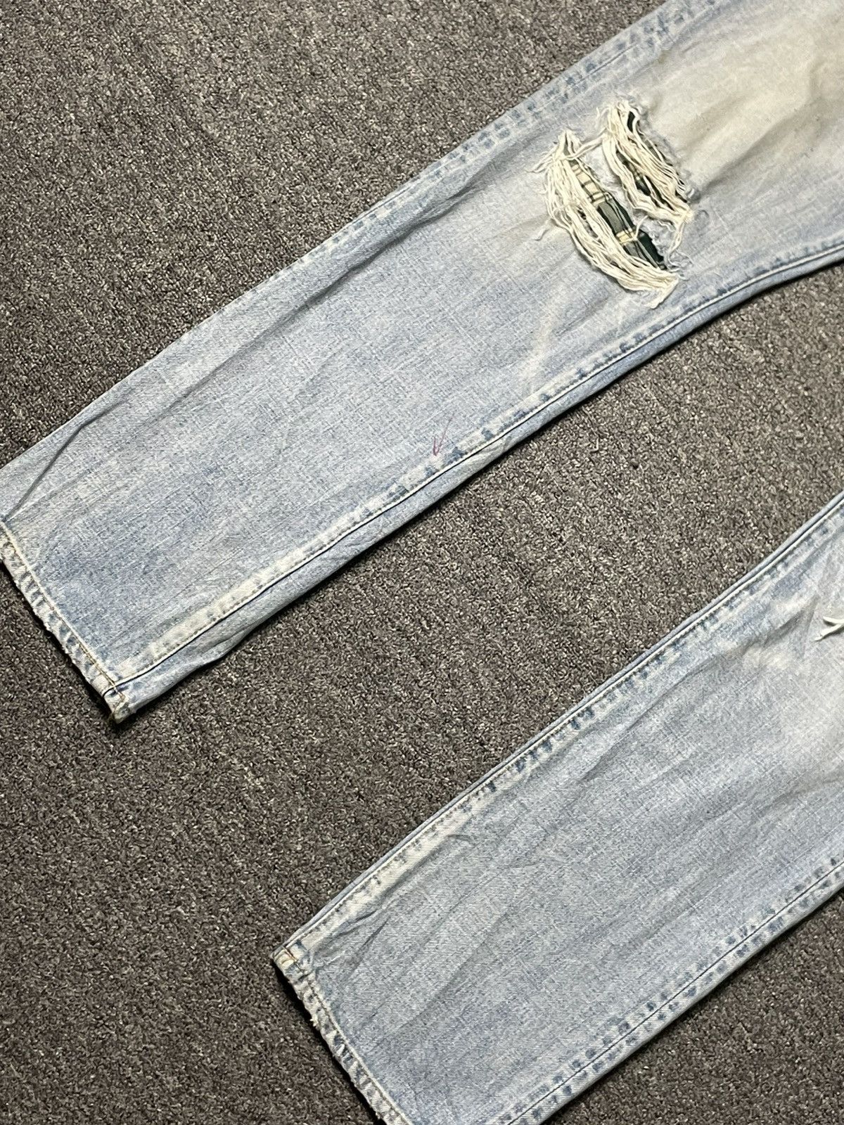 Japanese Brand × Vintage Vintage BANKROBBER Straight Cut Ripped Jeans (91) Size US 33 - 2 Thumbnail