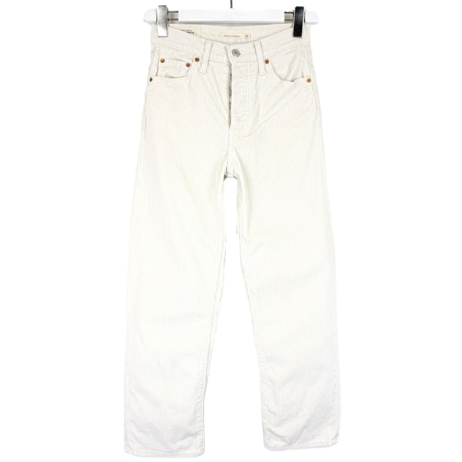 Levi's LEVI'S RIBCAGE STRAIGHT Jeans Women's W25/L25 High Waist Corduroy Ivory Trousers Size 42" / US 20 - 2 Thumbnail