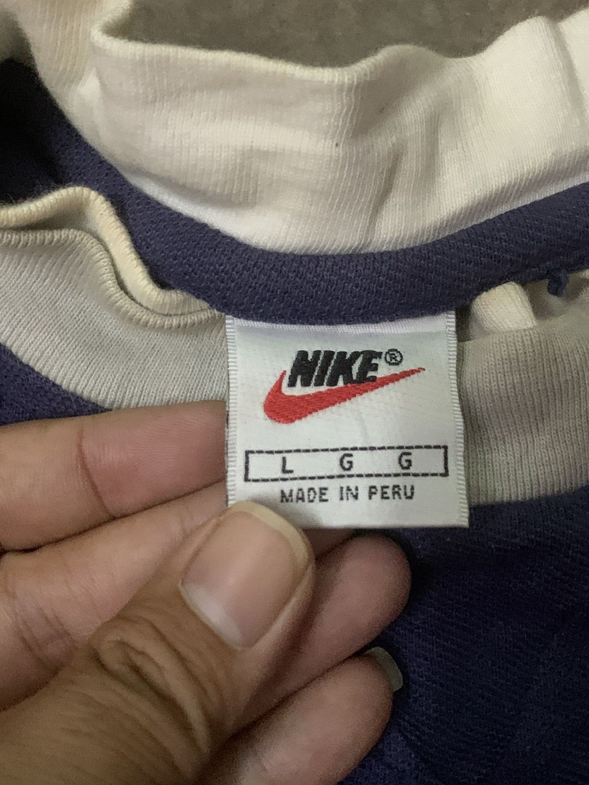Nike Vintage 90’s Nike Centre Swoosh Ringer Tee Size US L / EU 52-54 / 3 - 4 Thumbnail