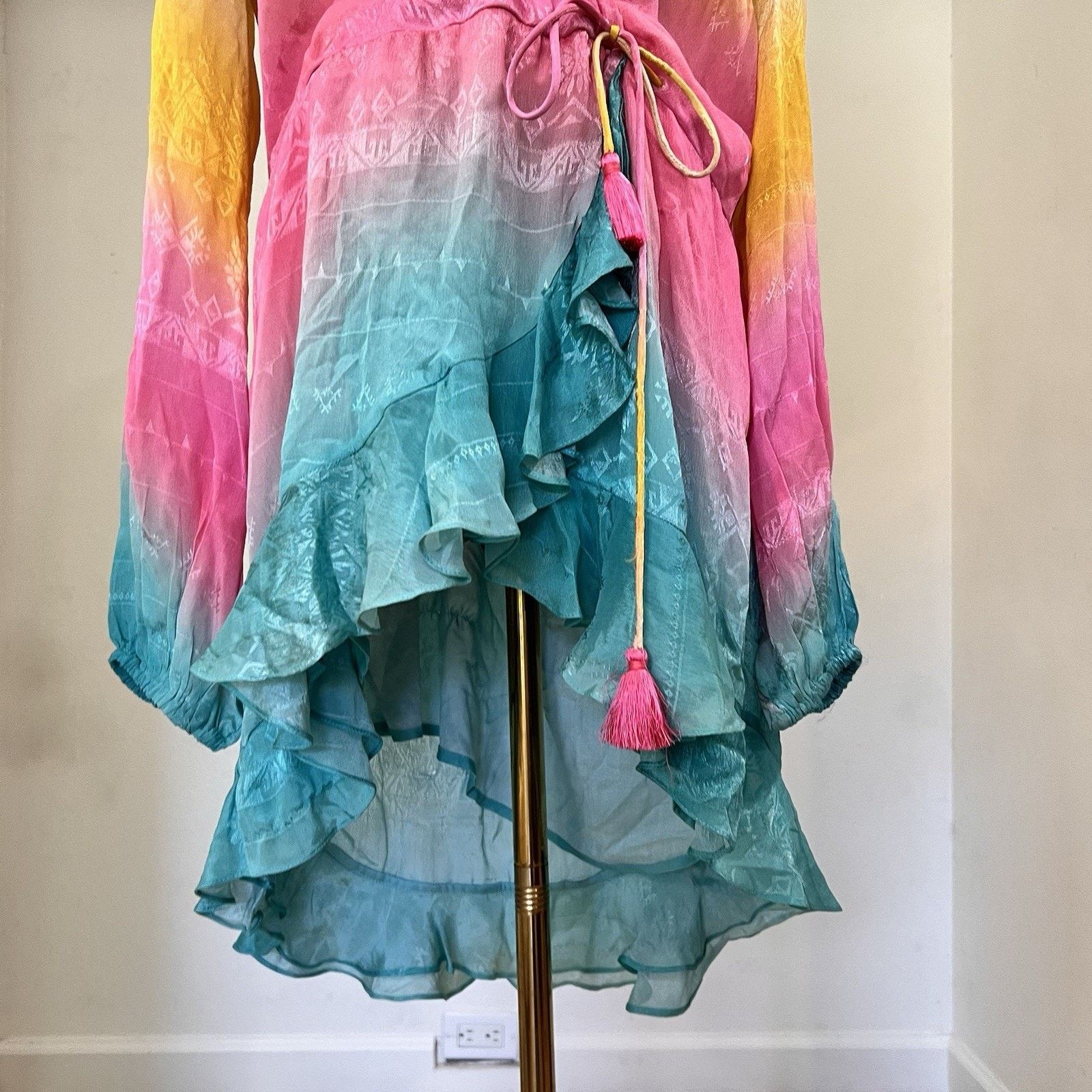 Rococo Sand Rococo Sand Wrap Mini Dress (L) Ombré Luxe Ibiza Boho Size L / US 10 / IT 46 - 3 Thumbnail