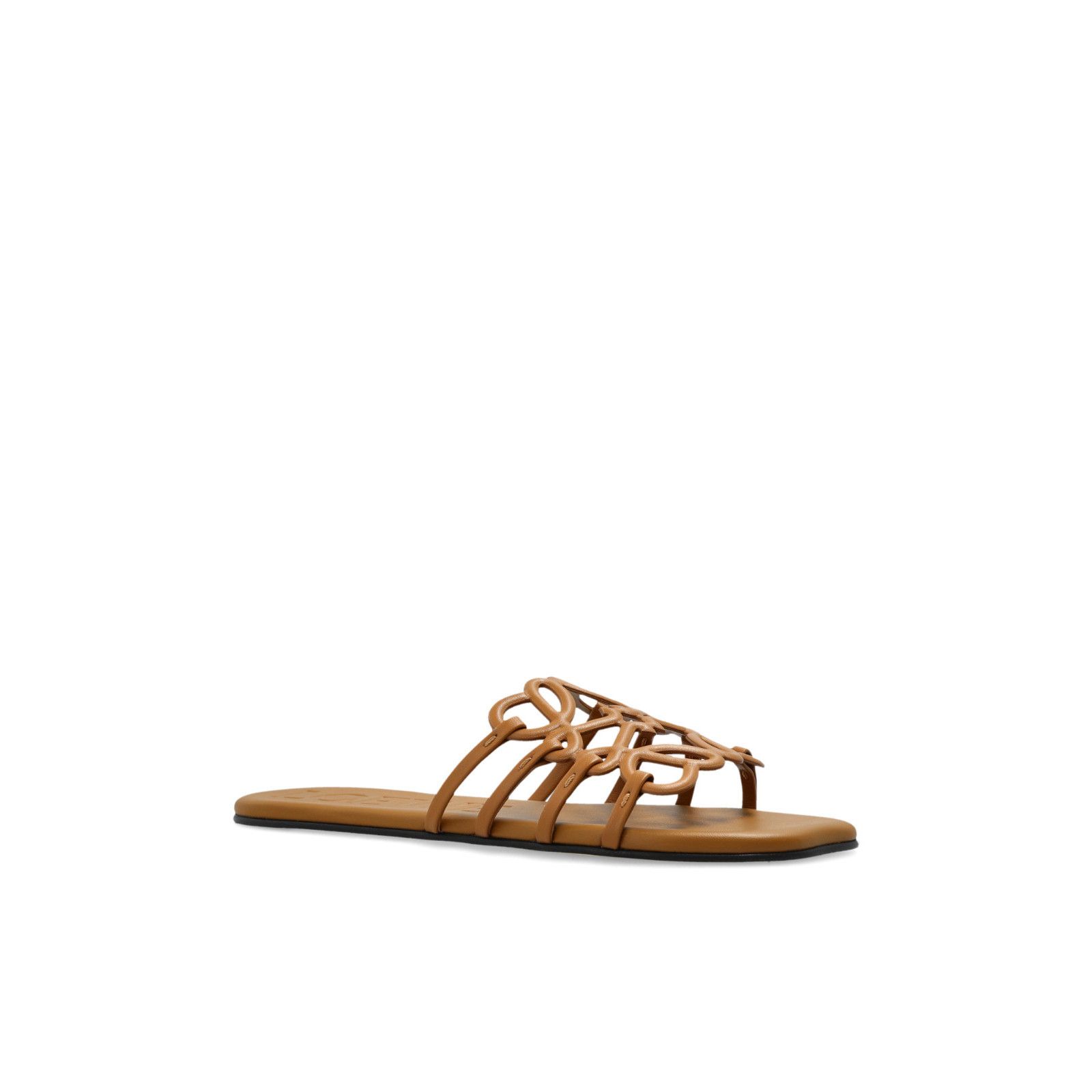 Loewe LOEWE Anagram Petal Brown Leather Slides New & Authentic (Wo Size US 9 / IT 39 - 2 Thumbnail